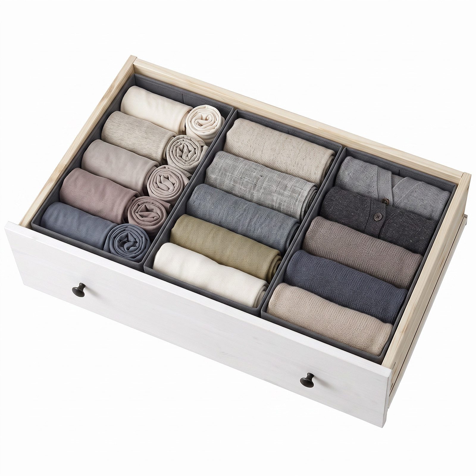 Sekey Aufbewahrungsbox Schubladen Organizer aus Vliesstoff – faltbare Aufbewahrungsboxen, 3er-Set, 20,5×41×11 cm für HEMNES 160, ohne Fächer für Kleidung
