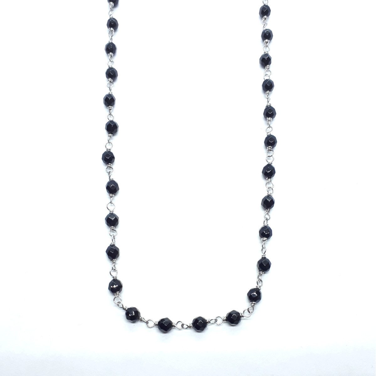 MONOMANIA Kette ohne Anhänger Monomania 43904-45 Halskette Damen Onyx Facettiert Schwarz Edelstahl 4