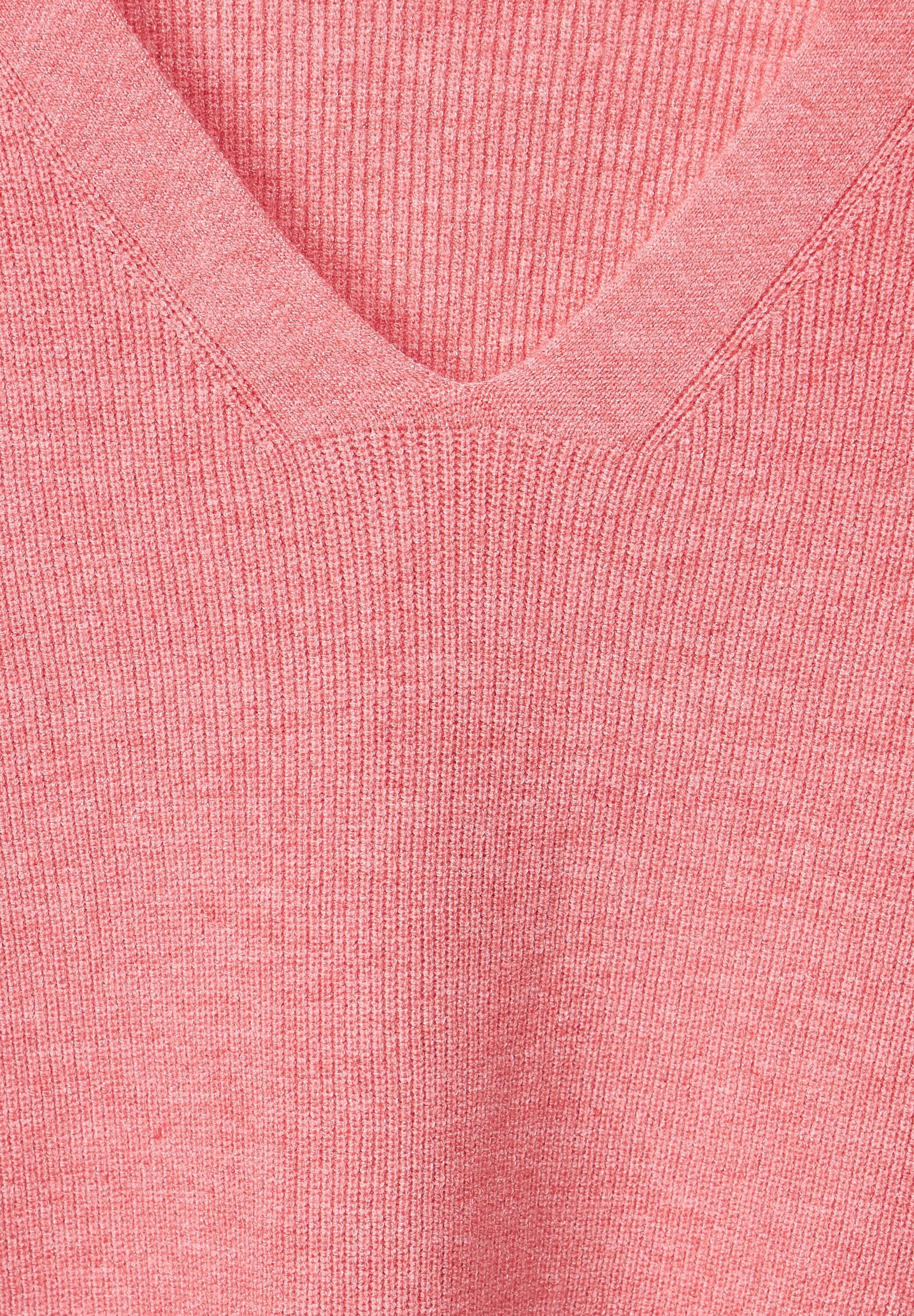 STREET ONE V-Ausschnitt-Pullover in rose Unifarbe melange legend