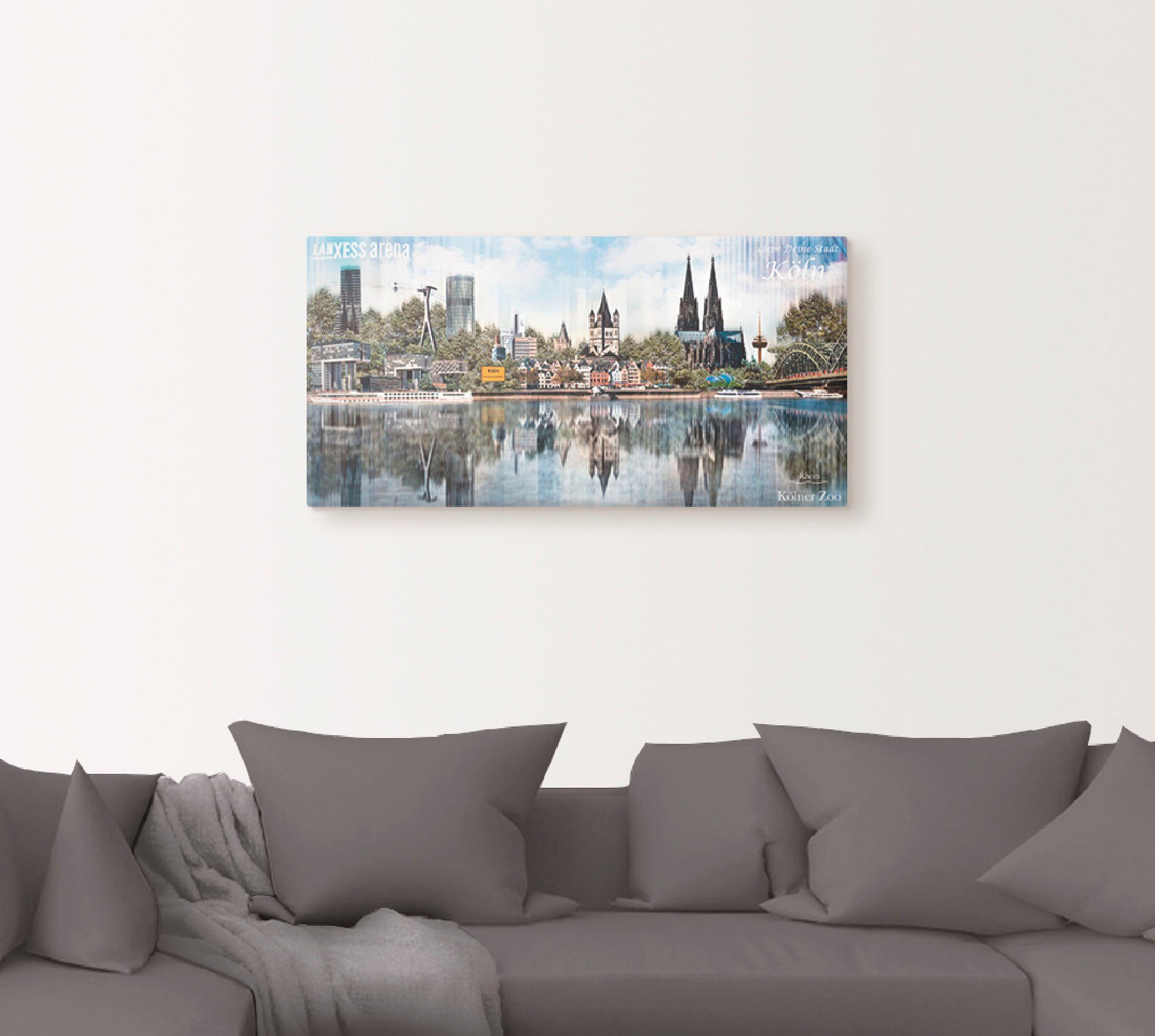 Artland St), oder Abstrakte Köln als (1 Wandbild Collage versch. Poster Deutschland 20, Größen Skyline Leinwandbild, in Wandaufkleber