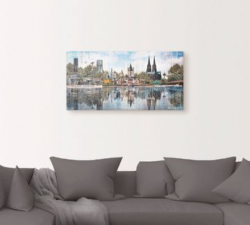 Artland Leinwandbild Köln Skyline Abstrakte Collage 20, Deutschland (1 St), auf Keilrahmen gespannt
