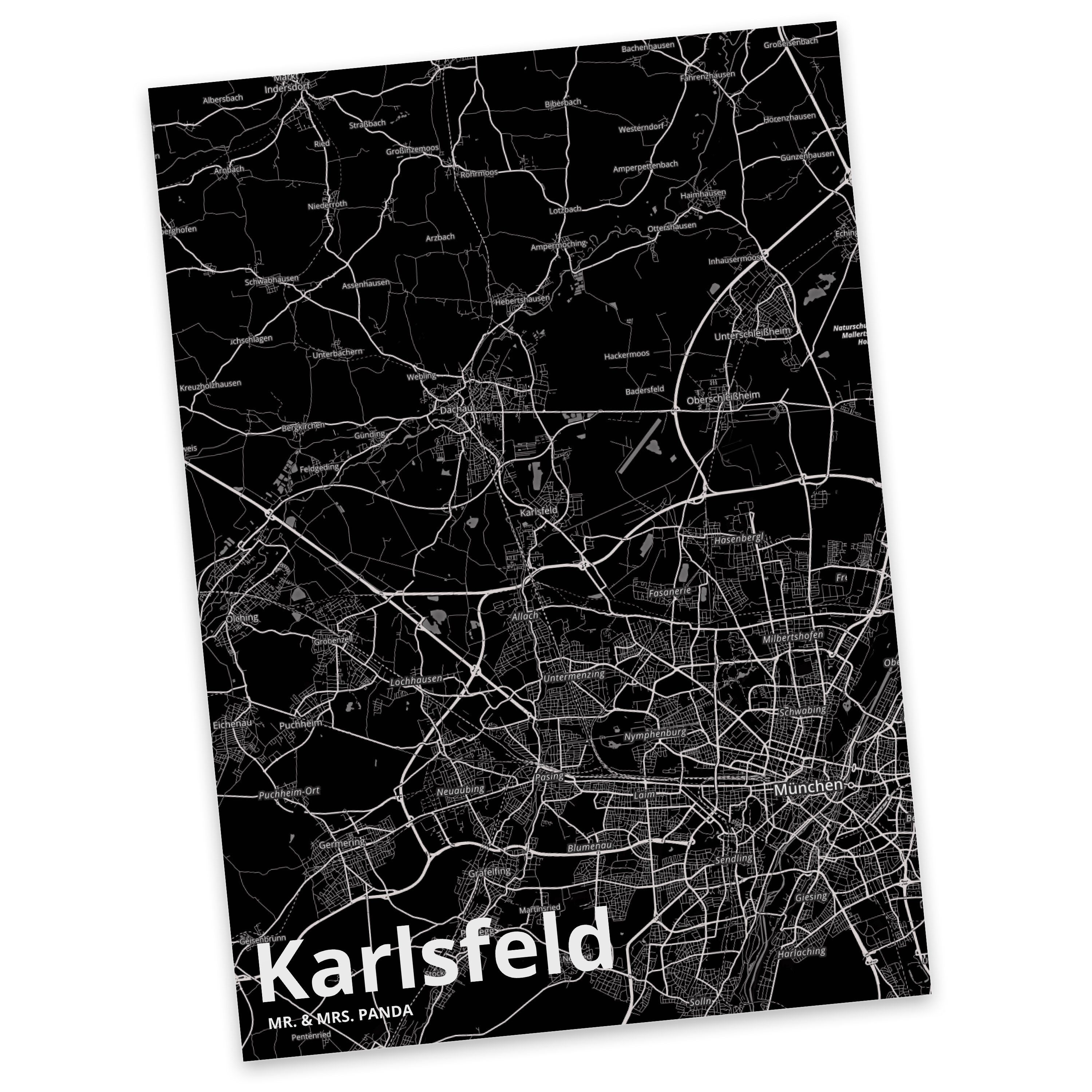Mr. & Mrs. Panda Postkarte Karte Map Geschenk, Sta - Karlsfeld Landkarte Stadt Dankeskarte, Dorf