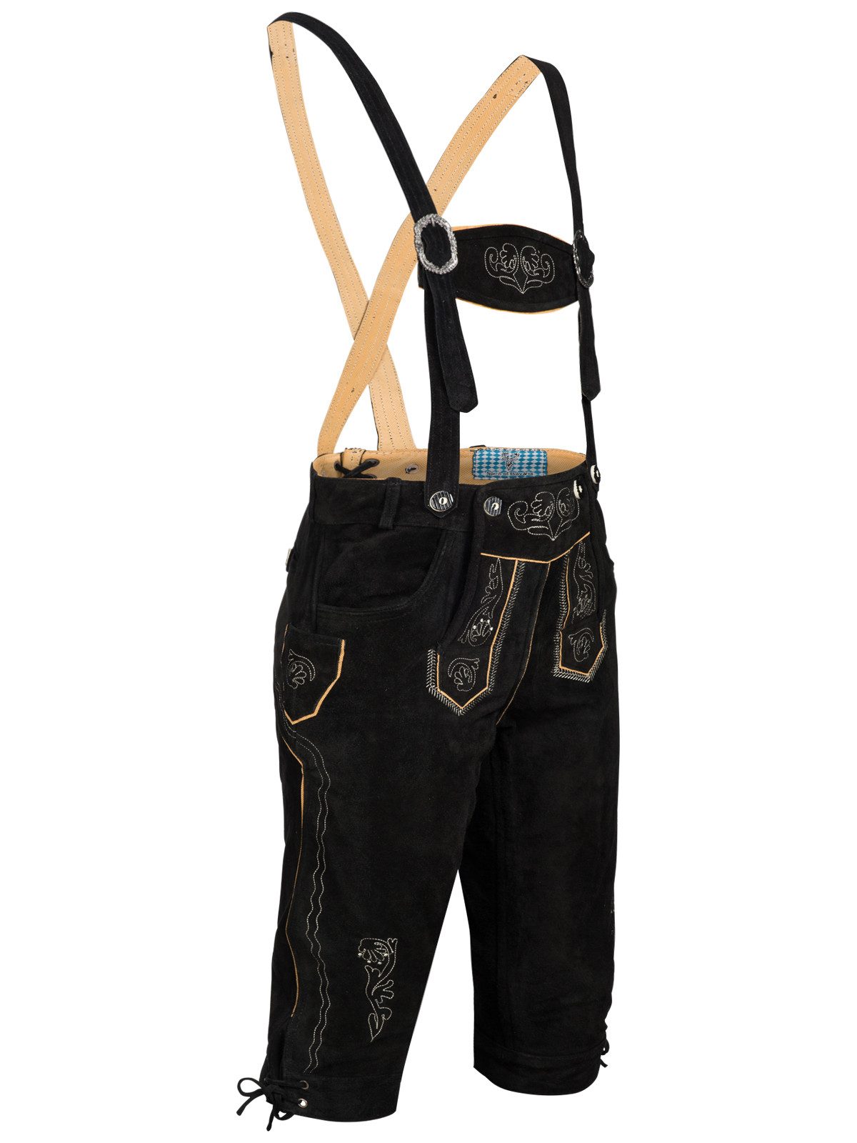 Spirit of Bavaria Trachtenlederhose aus 100% Echtleder I Lederhose Herren mit Träger I Tracht Hose Männer (I Traditionelle Trachtenlederhose für Herren, I Kniebund Oktoberfest Outfit Trachtenhose 506)