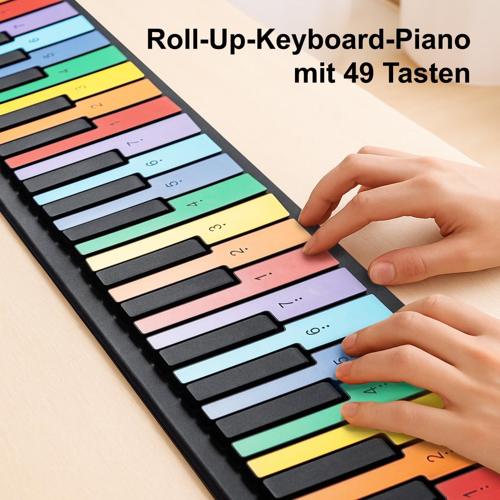Youyijia Entertainer-Keyboard 49 Tasten Rollpiano Aufrollbare Tragbar 8 Töne 6 Pädagogische Demo