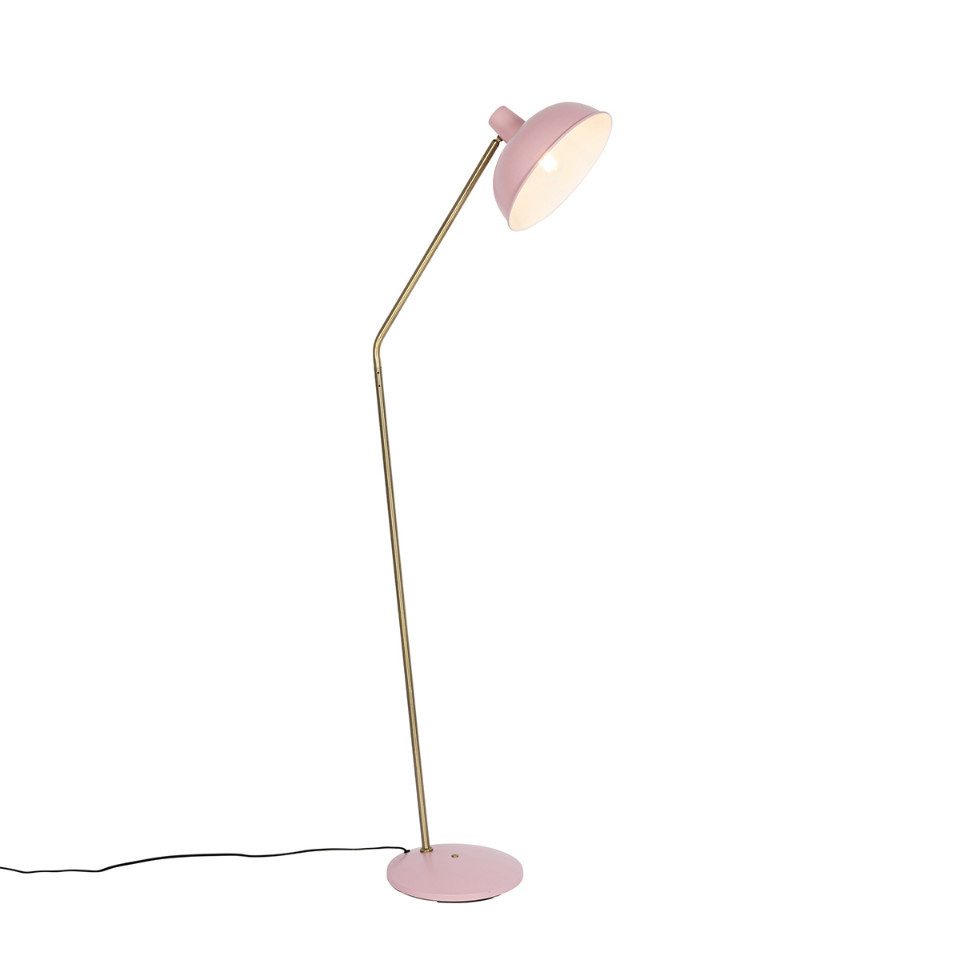 Qazqa Stehlampe Milou, ohne Leuchtmittel, E27, Rosa, Retro, Stahl, 1-flammig