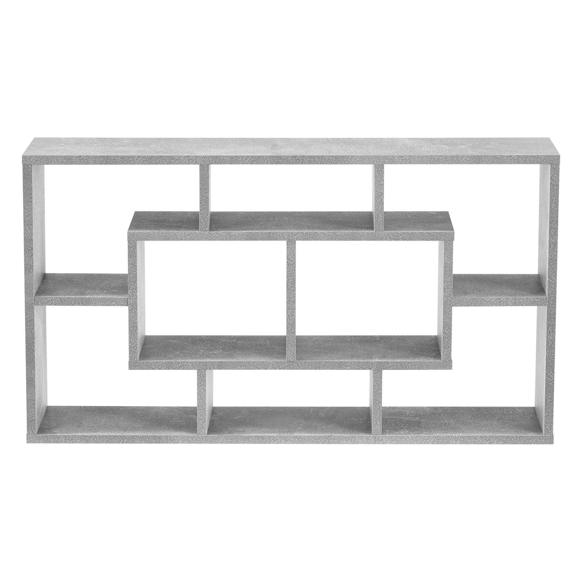 en.casa Wandregal, Saputit Bücherregal 85x16x48cm mit 8 Ablagefächern Betonoptik