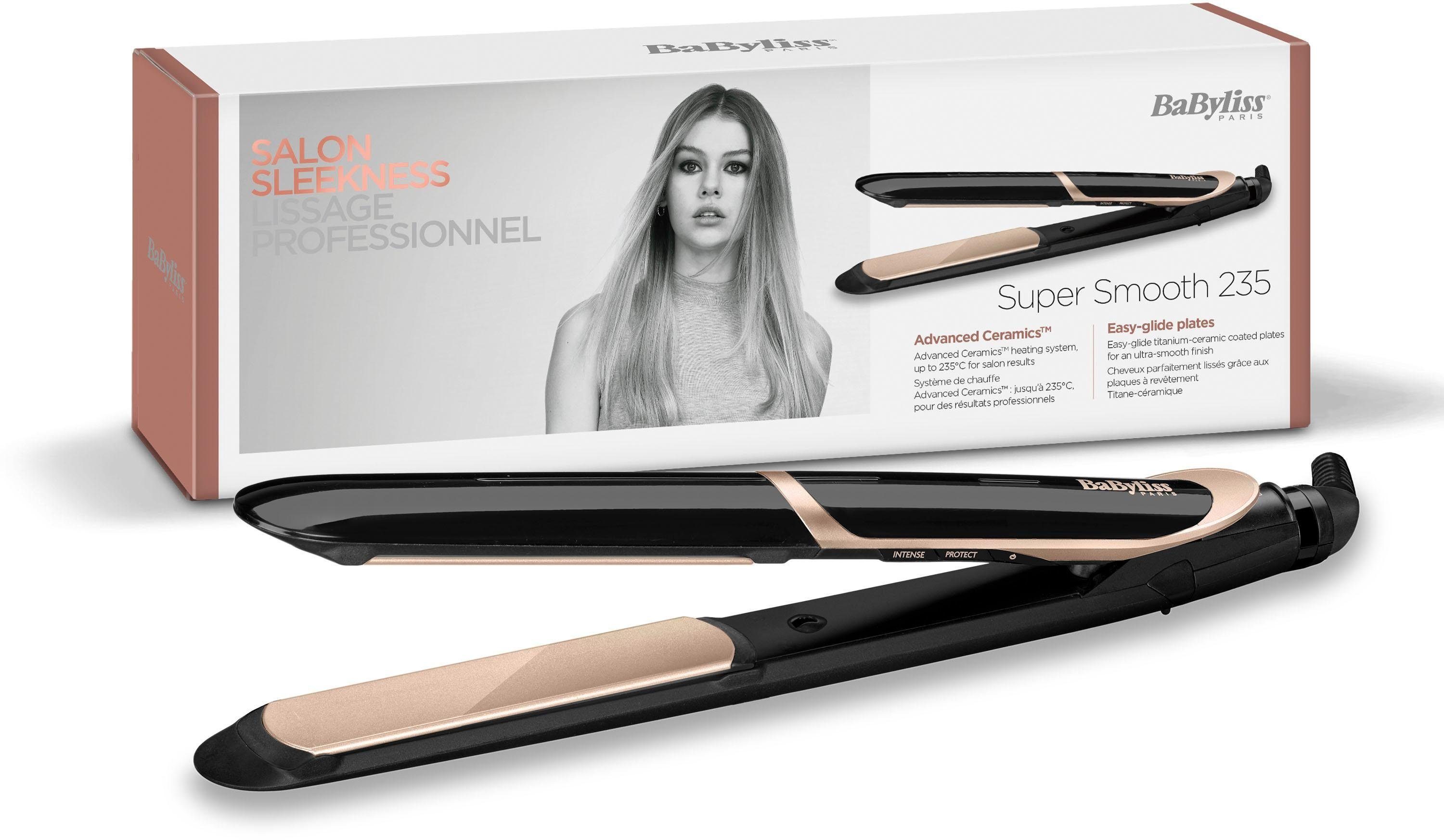 BaByliss Super mehr mit Geschmeidigkeit 235 Glätteisen und für ST393E Glätteisen Smooth Ionen-Technologie Hitzeschutz-Modus, Titanium-Keramik-Beschichtung, Glanz