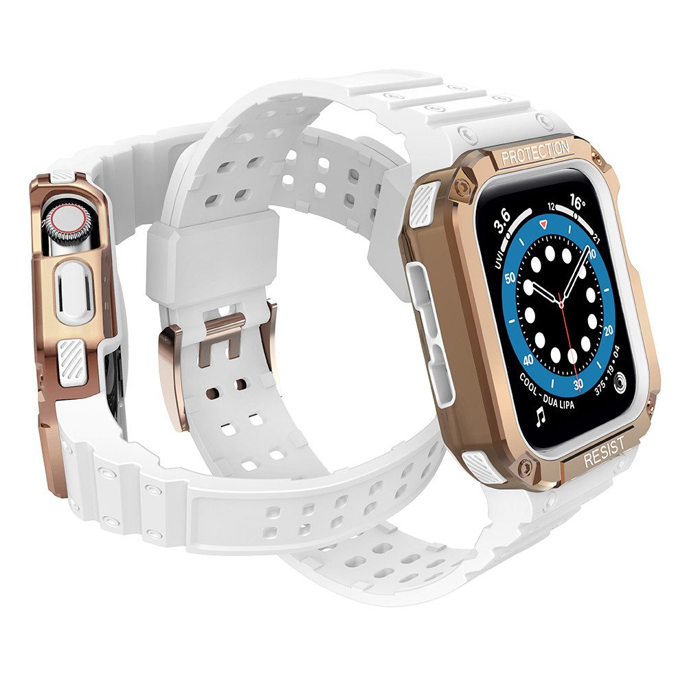 Hurtel Smartwatch-Armband Schutzarmband Sportarmband Gehäuseschutz, Schutzgehäuse integriert, TPU, Dornschließe