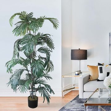 Kunstpalme Palme Palmfarn Kunstpflanze Kunstbaum Künstliche Pflanze 160 cm, Decovego