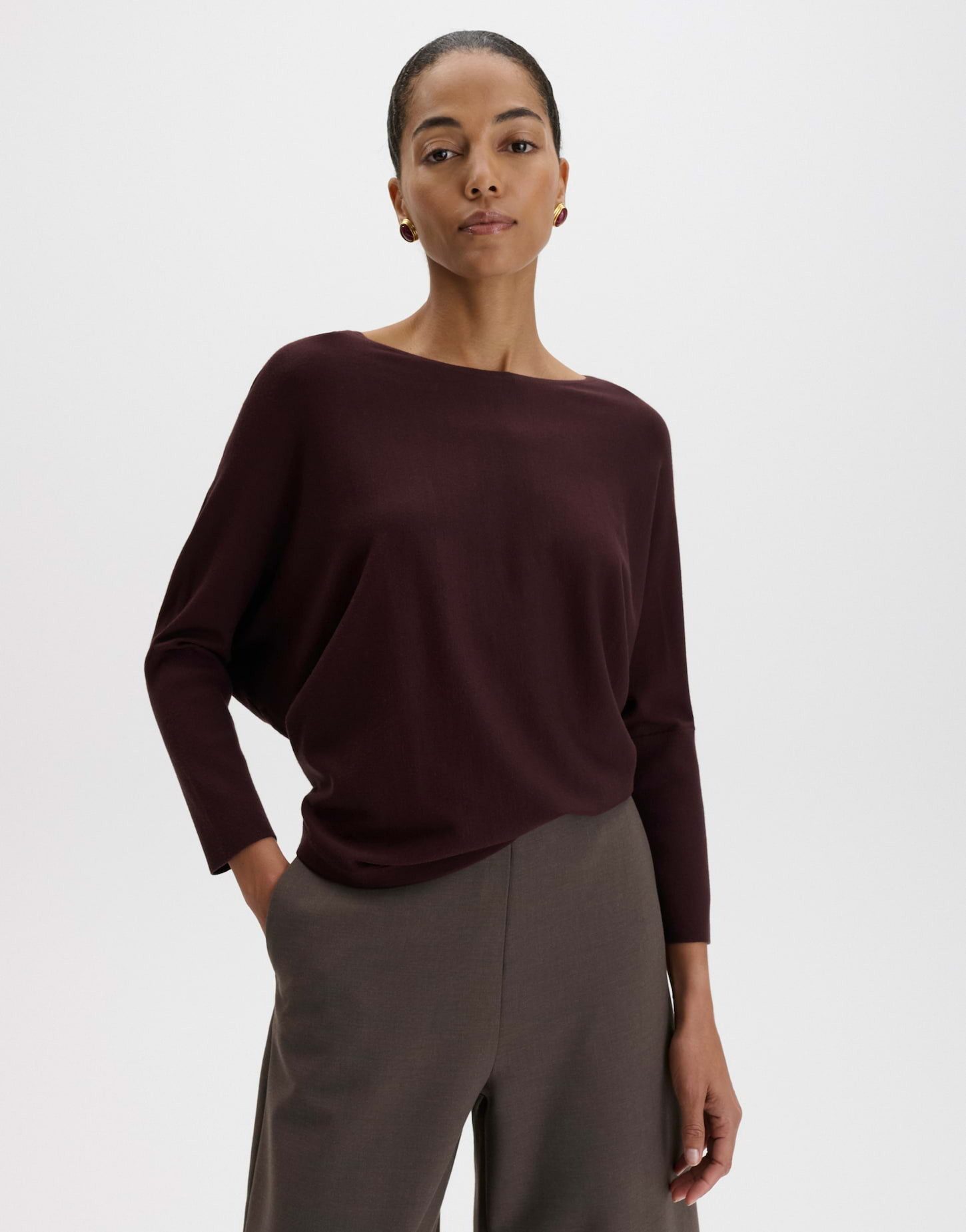 someday Strickpullover Tiraja aus fließender Viskose Ovale Capeform mit weitem Fall für entspannte Layerings