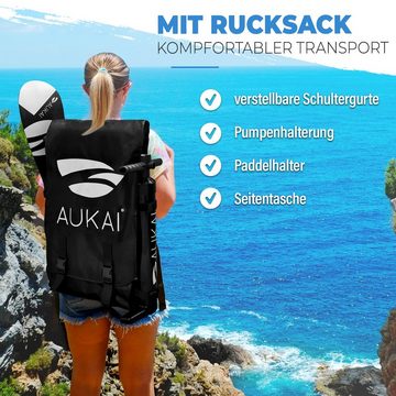 Aukai SUP-Board PRO 320cm, 2in1 Aufblasbares Stand up Paddle Set mit Kajak-Sitz, (Action-Cam-Halterung, Fußschlaufe, Pumpe, Rucksack, AquaBag), Komplettsett - 5 Jahre Garantie