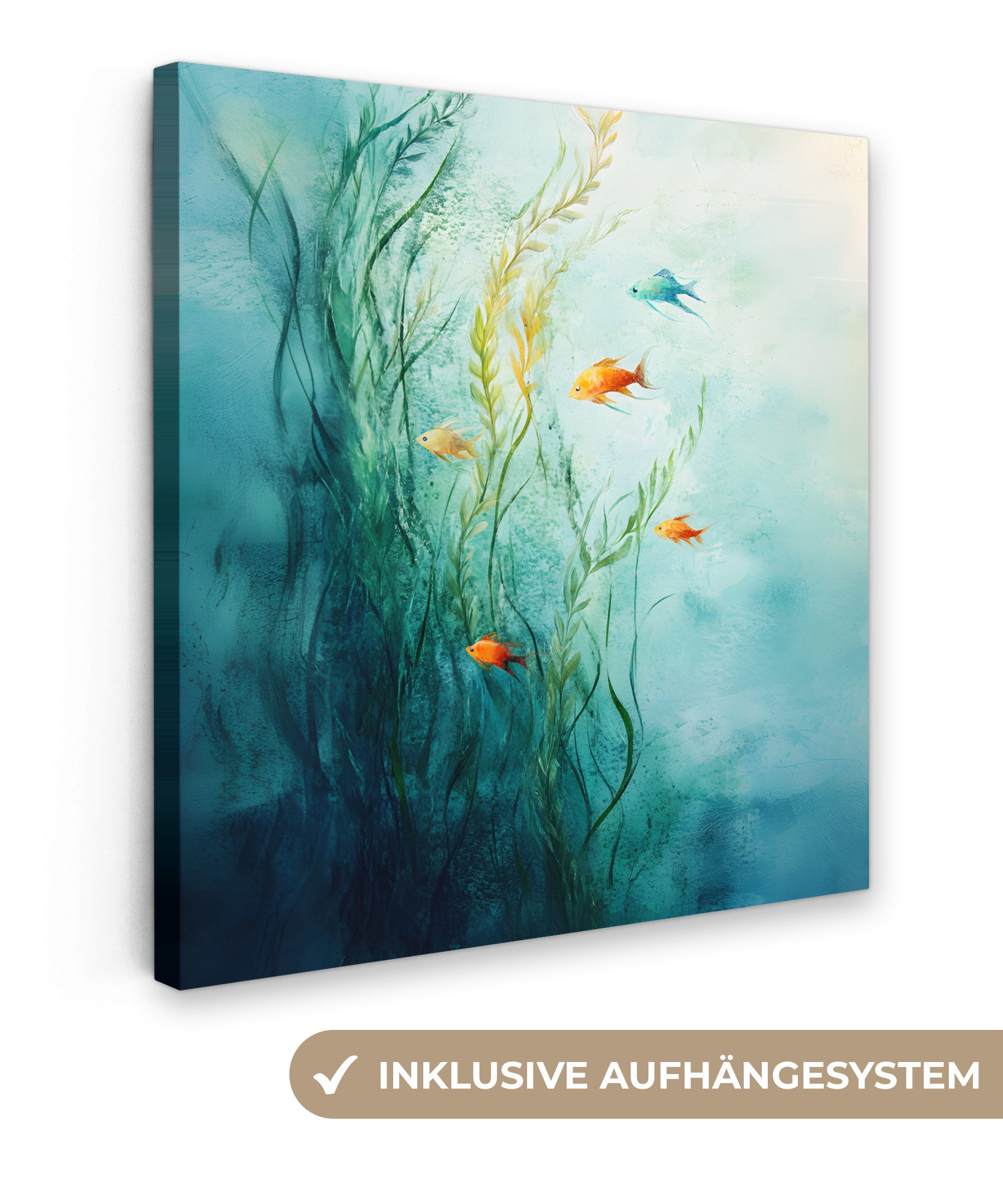 OneMillionCanvasses® Leinwandbild Wasserpflanzen - Fische - günstig online kaufen