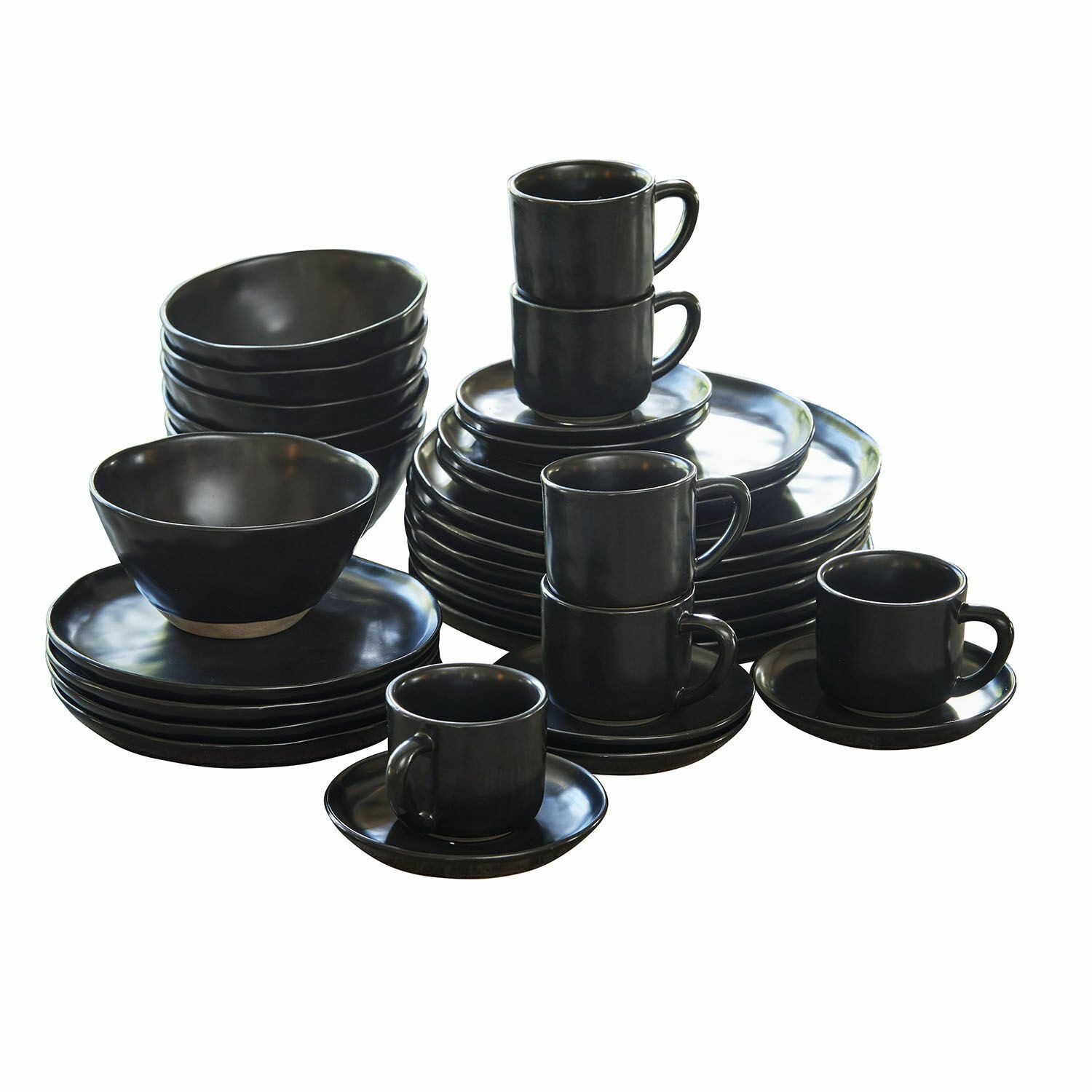 Mirabeau Geschirr-Set Geschirr 30er Set Biarré schwarz, Steinzeug
