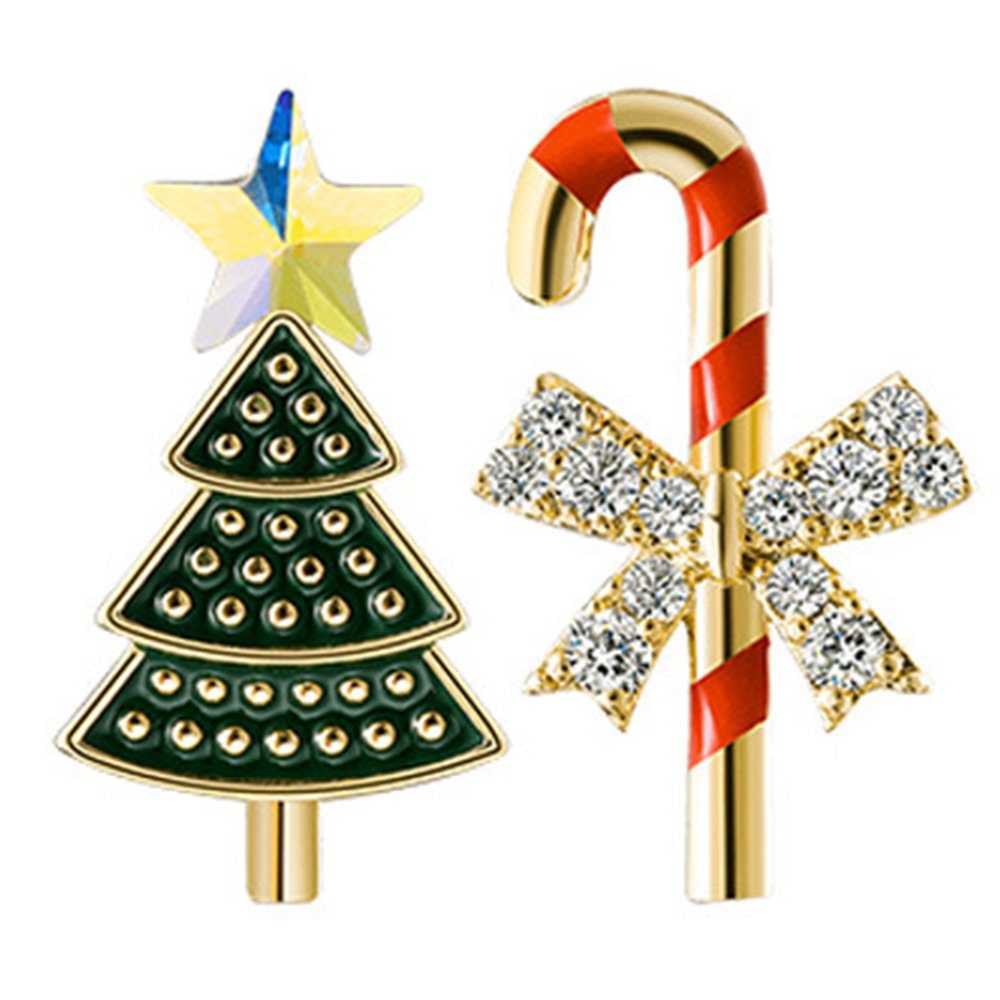 Paar Pentagramm-Ohrringe, Weihnachtsbaum-Diamant-Ohrringe, Haiaveng Fashion Weihnachtsschmuck Ohrhänger asymmetrisch, Schneeflocken-Ohrstecker