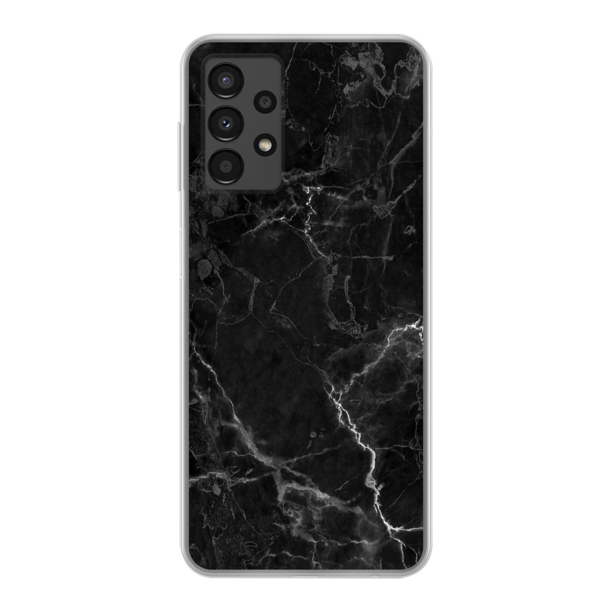 MuchoWow Handyhülle für Samsung Galaxy A13 4G Marmor - Schwarz - Weiß - Textur - Marmoropt, Smartphone-Bumper, Print, Handy Schutzhülle Dünn