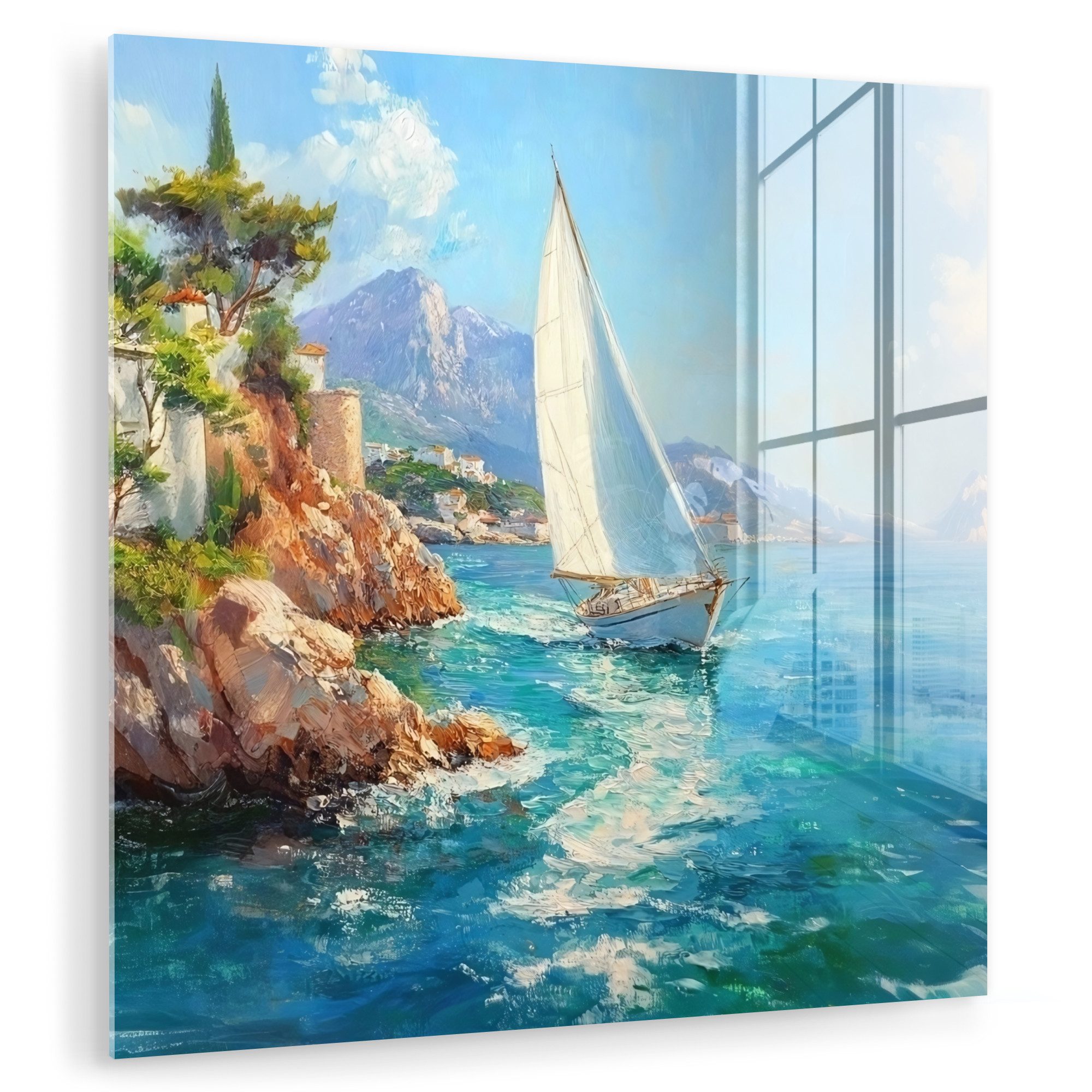 MuchoWow Acrylglasbild Segelboot - Felsen - günstig online kaufen