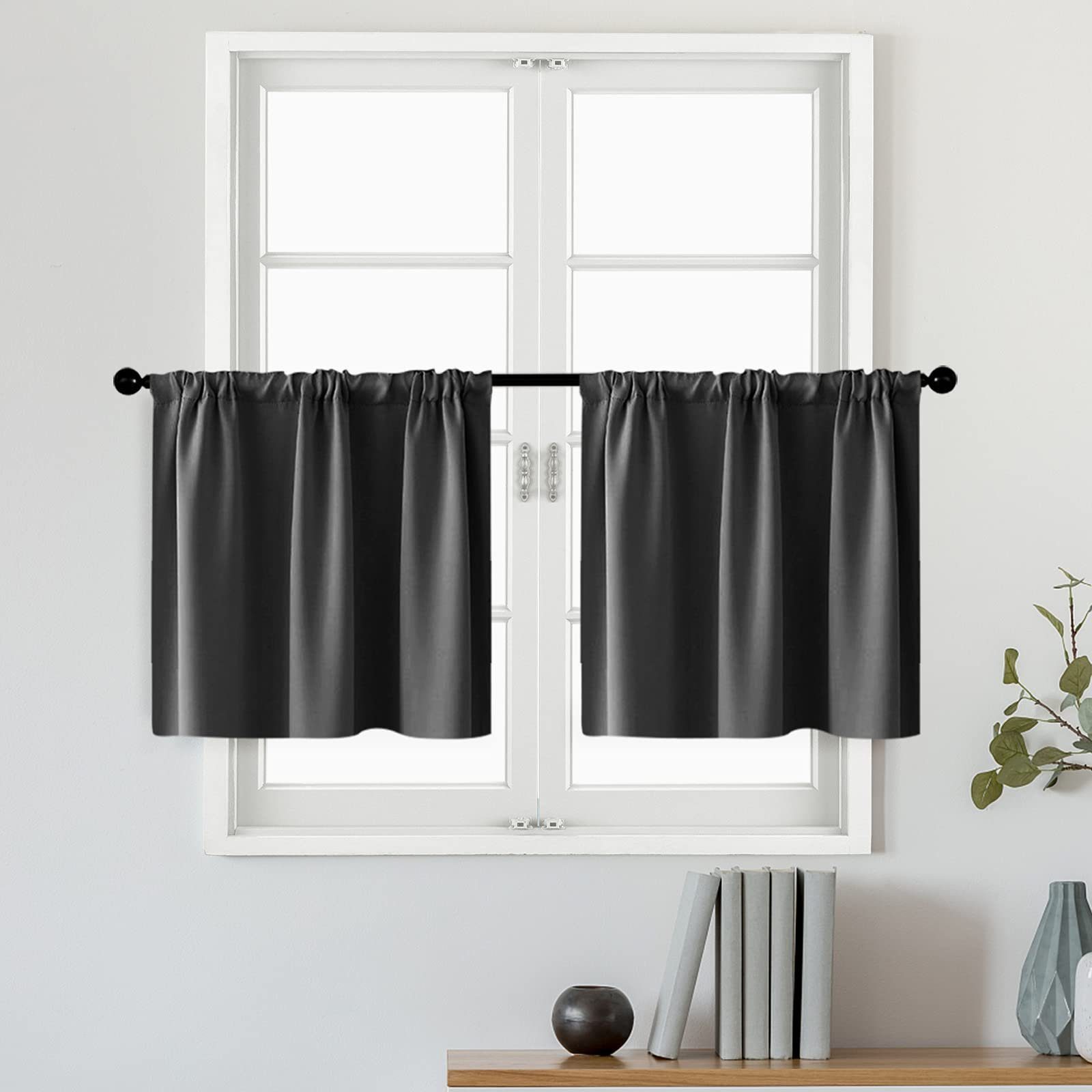 BYSURE Scheibengardine (2 St), Stangendurchzug, verdunkelnd, kurz Scheibengardine