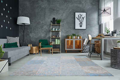 Teppich MARRAKESCH 240x160cm hellblau, riess-ambiente, rechteckig, Höhe: 10 mm, Patchwork · orientalischer Stil · Wohnzimmer