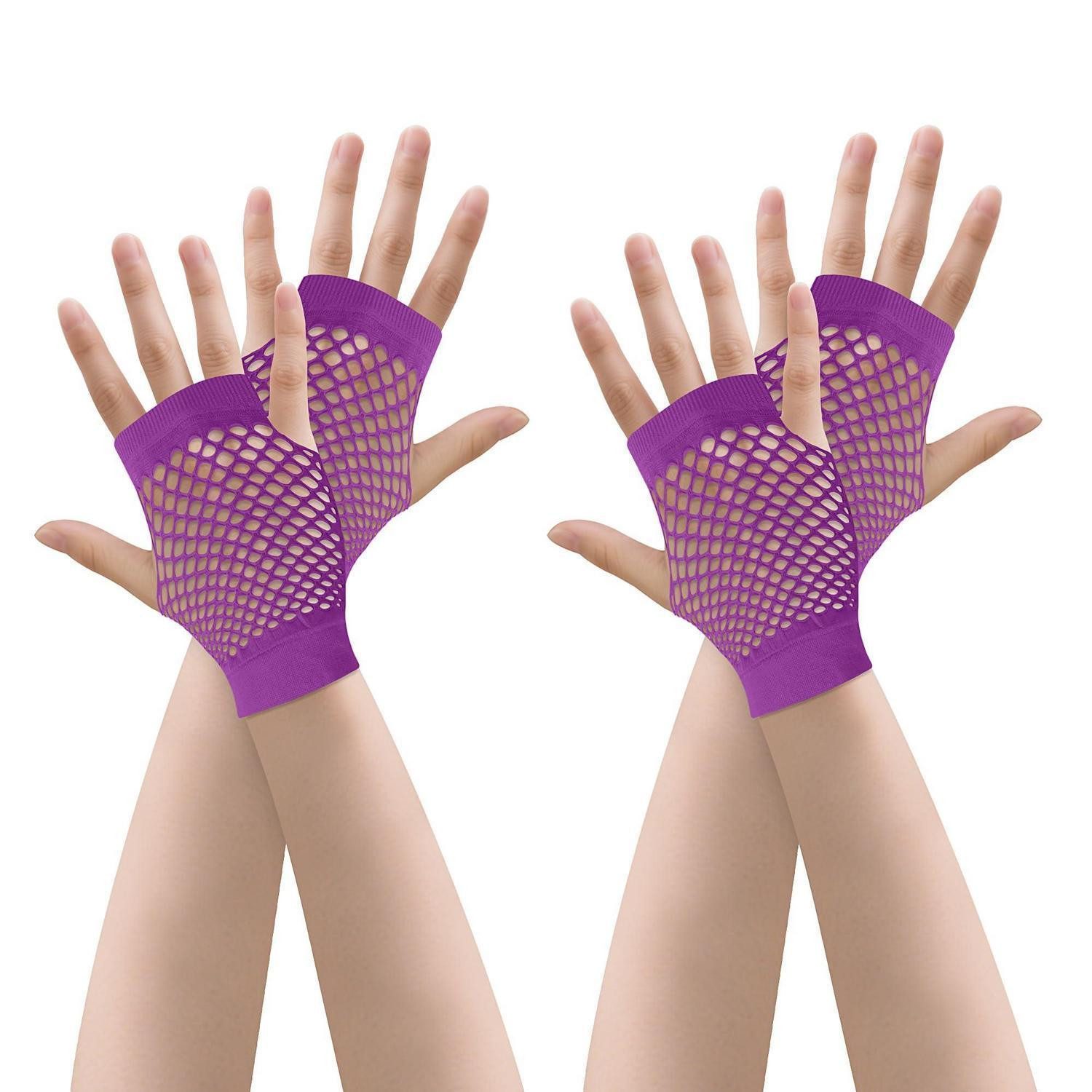 LuxusKollektion Abendhandschuhe Handschuhe Mesh lang fingerlos elasisch lila 2 Paar (2-St)