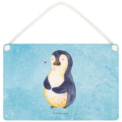 Mr. & Mrs. Panda Hinweisschild DIN A5 Pinguin Diät - Eisblau - Geschenk, Körperliebe, Bauch, Deko Sc, (1 St)