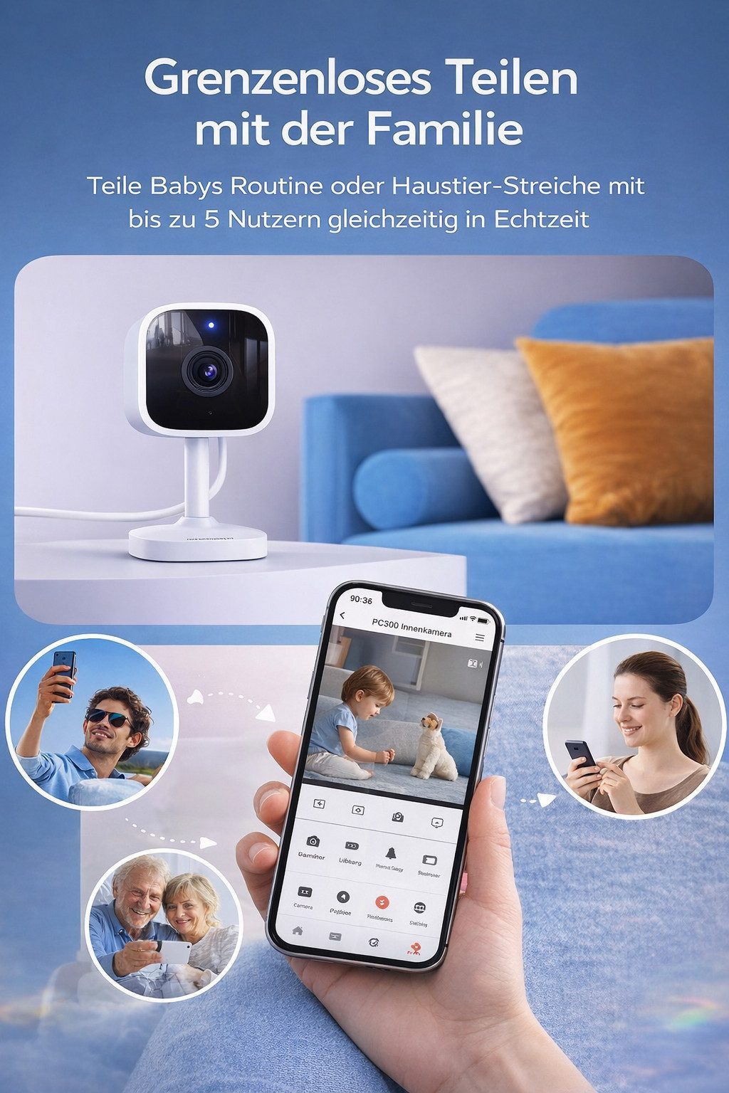 SpionProfi Überwachungskamera 2K Wlan Live Cam Mini Überwachungskamera Innen Haus Kamera (Innenbereich, Wifi IP Haus Geschäft Mini Kamera mit Bewegungsmelder & Nachtsicht)