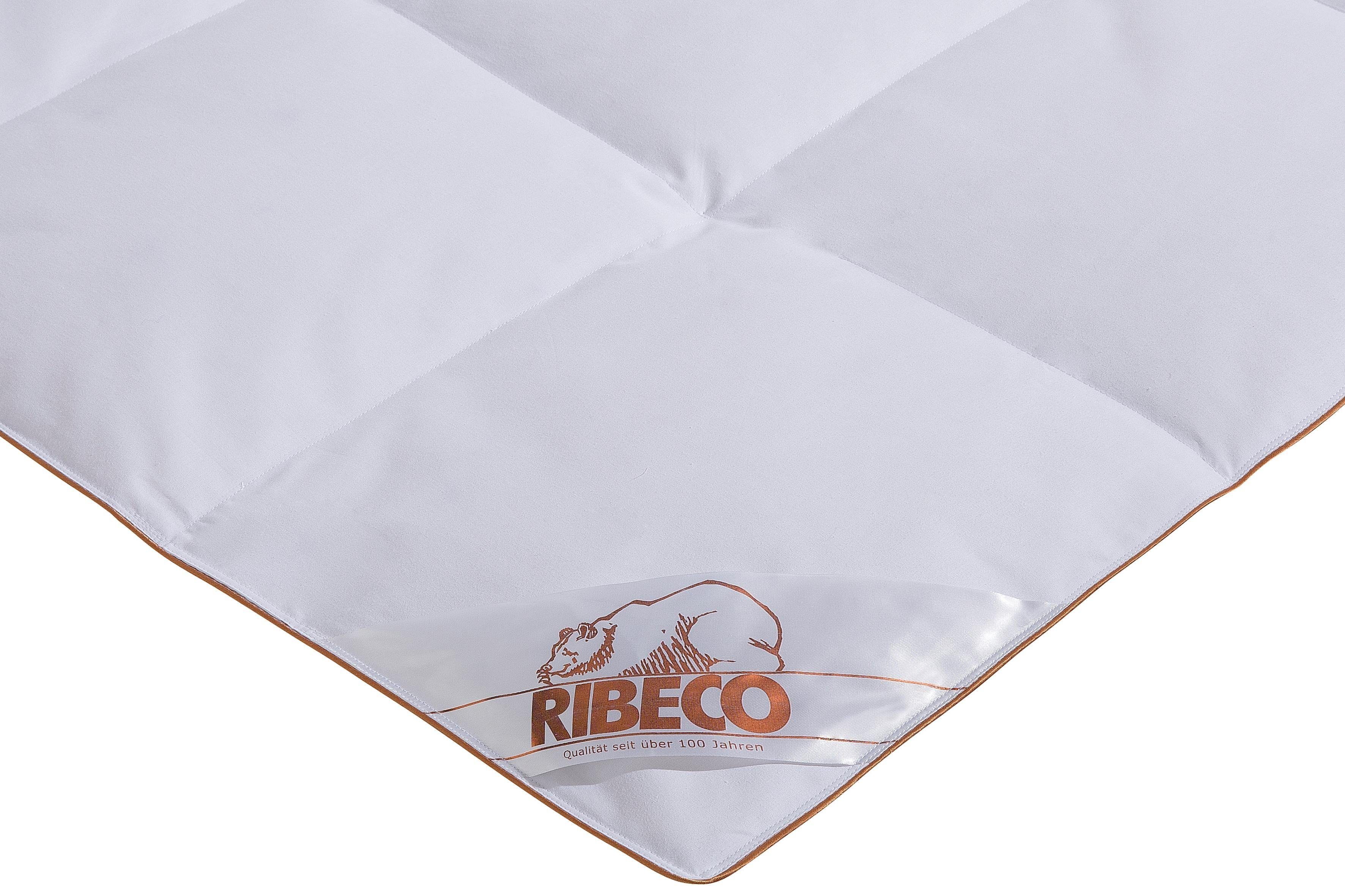 RIBECO Daunenbettdecke + Kopfkissen Ella, Füllung: Bettdecke: 90% Daunen, 10% Federn, Kopfkissen: 90% Federn, 10% Daunen, Bezug: 100% Baumwolle, Set (Daunendecke + Kissen) zum Top-Preis!