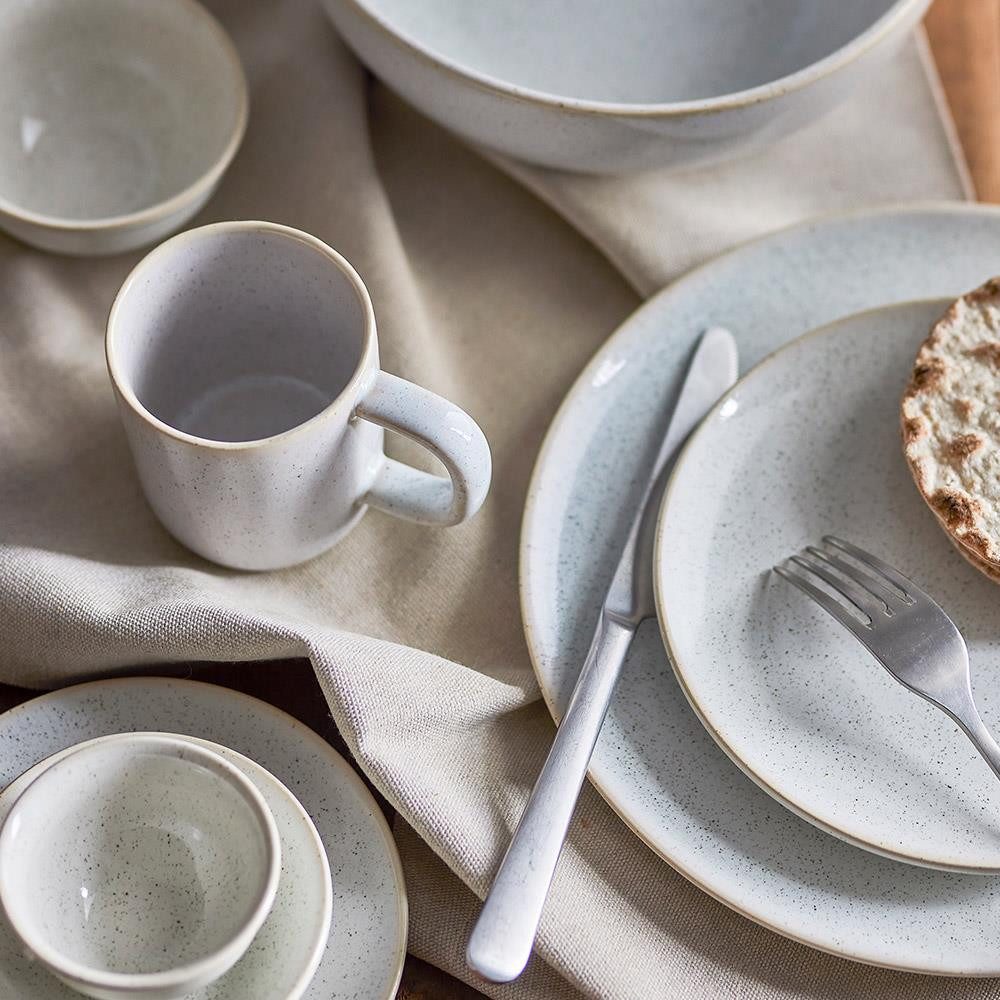 Bloomingville Tasse Addison Weiß, Steingut, D8xH9 cm, Steingut, Kaffeebecher, Marmorierte Glasur, Gesprenkelt Elegant Frühstückstasse