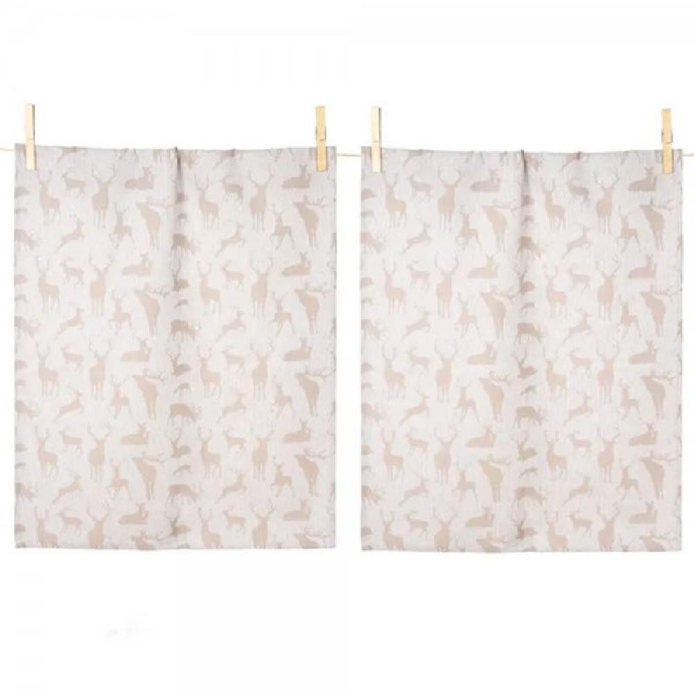 PAD Geschirrtuch Pad Geschirrtücher Wild Deer Hirsche Beige (2er-Set)