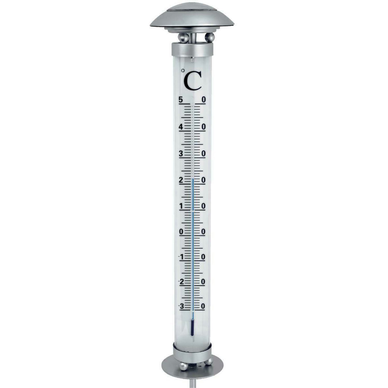 Gartenthermometer XXL Solar LED Außenthermometer mit Beleuchtung