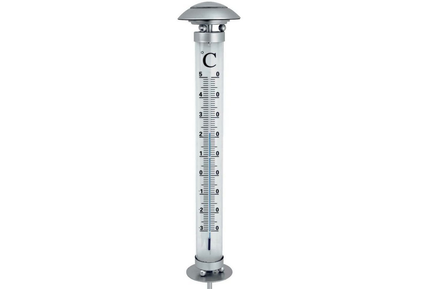 kamelshopping Gartenthermometer XXL Solar LED Außenthermometer mit Beleuchtung, Einschaltautomatik, kabellos, solarbetrieb, inkl Erdspieß