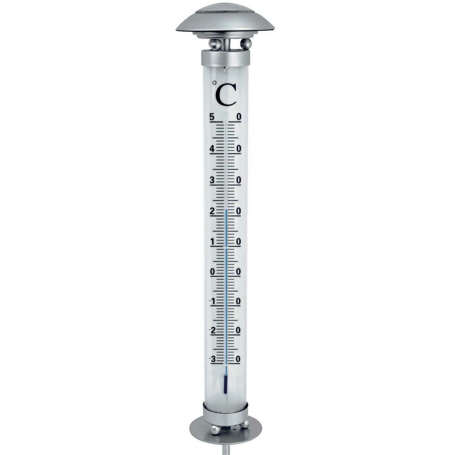 Gartenthermometer LED Beleuchtung Garten Außenthermometer Solar Thermometer 