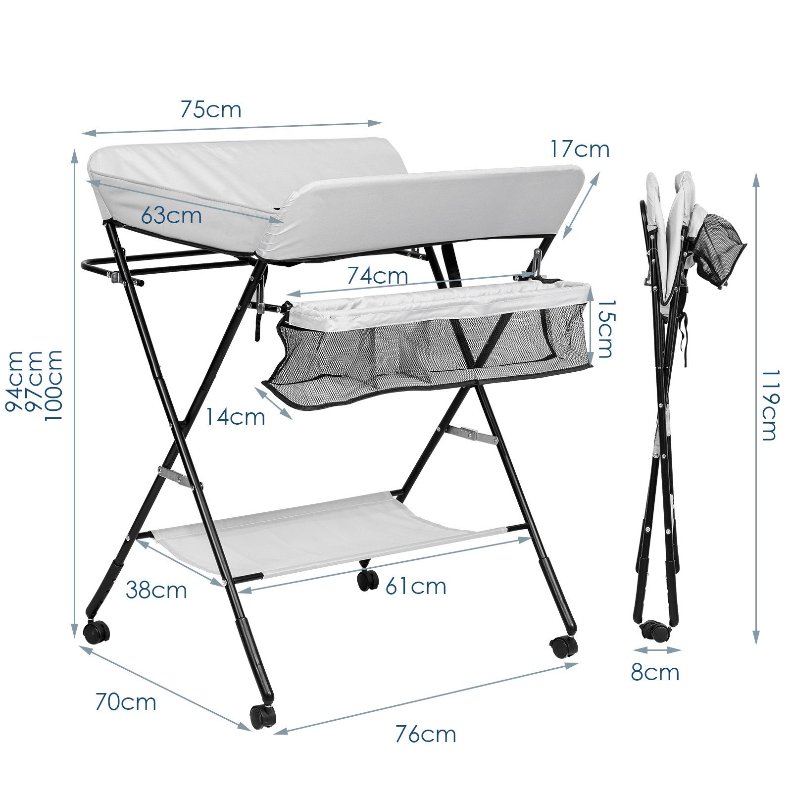 Clanmacy Wickeltisch Baby Wickeltisch Wickelkombination klappbar günstig online kaufen