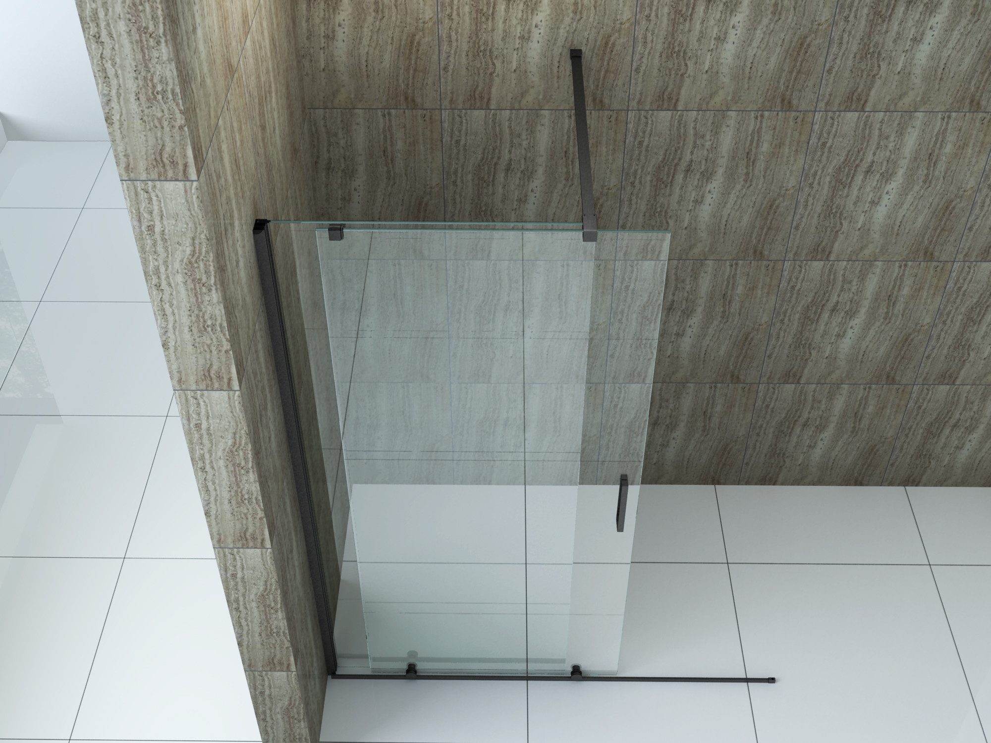 Alphabad Walk-in-Dusche 8 mm Schiebetür-Duschwand TUTTO (schwarz) 180 x 200 cm