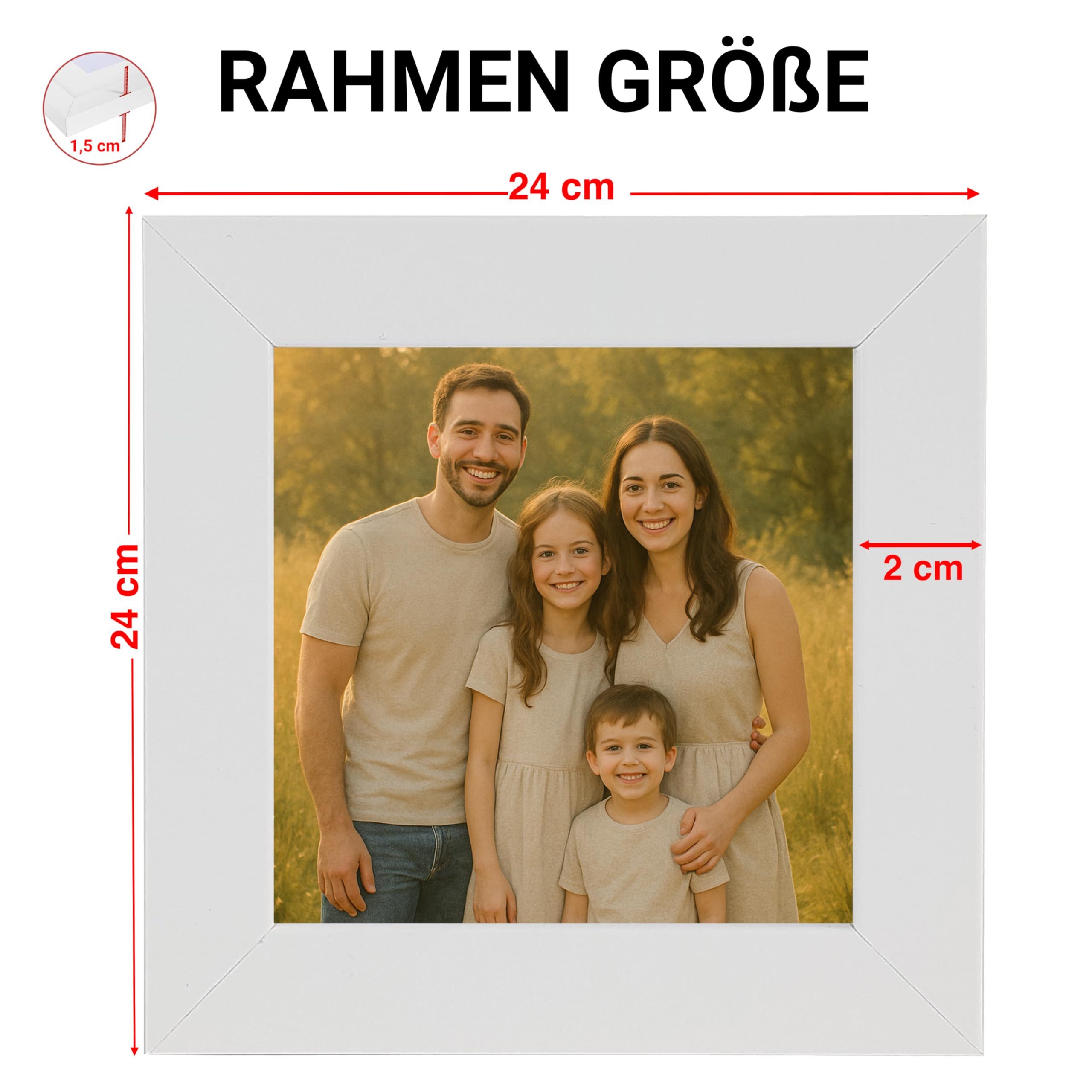 CABBEL Bilderrahmen MDF Holzrahmen Fotorahmen modern Collagen Foto Poster Galerie Wanddeko, für 1 Bilder (1 St), 10x10 cm Wei§ Wohnzimmer elegant Schmal Fotogalerie Schlafzimmer