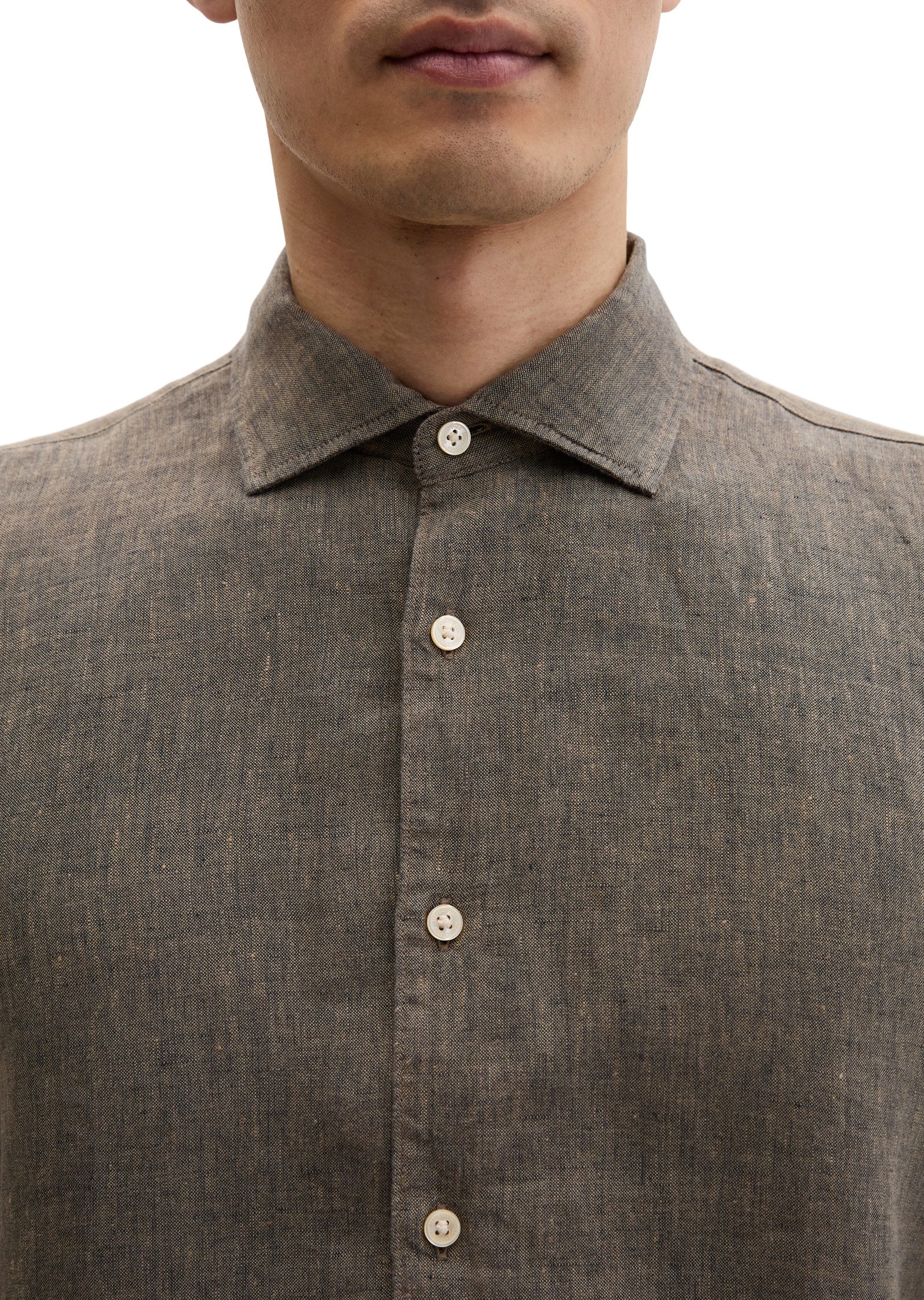 Marc O'Polo Langarmhemd aus feinem Leinen-Chambray – Bild 4 von 5