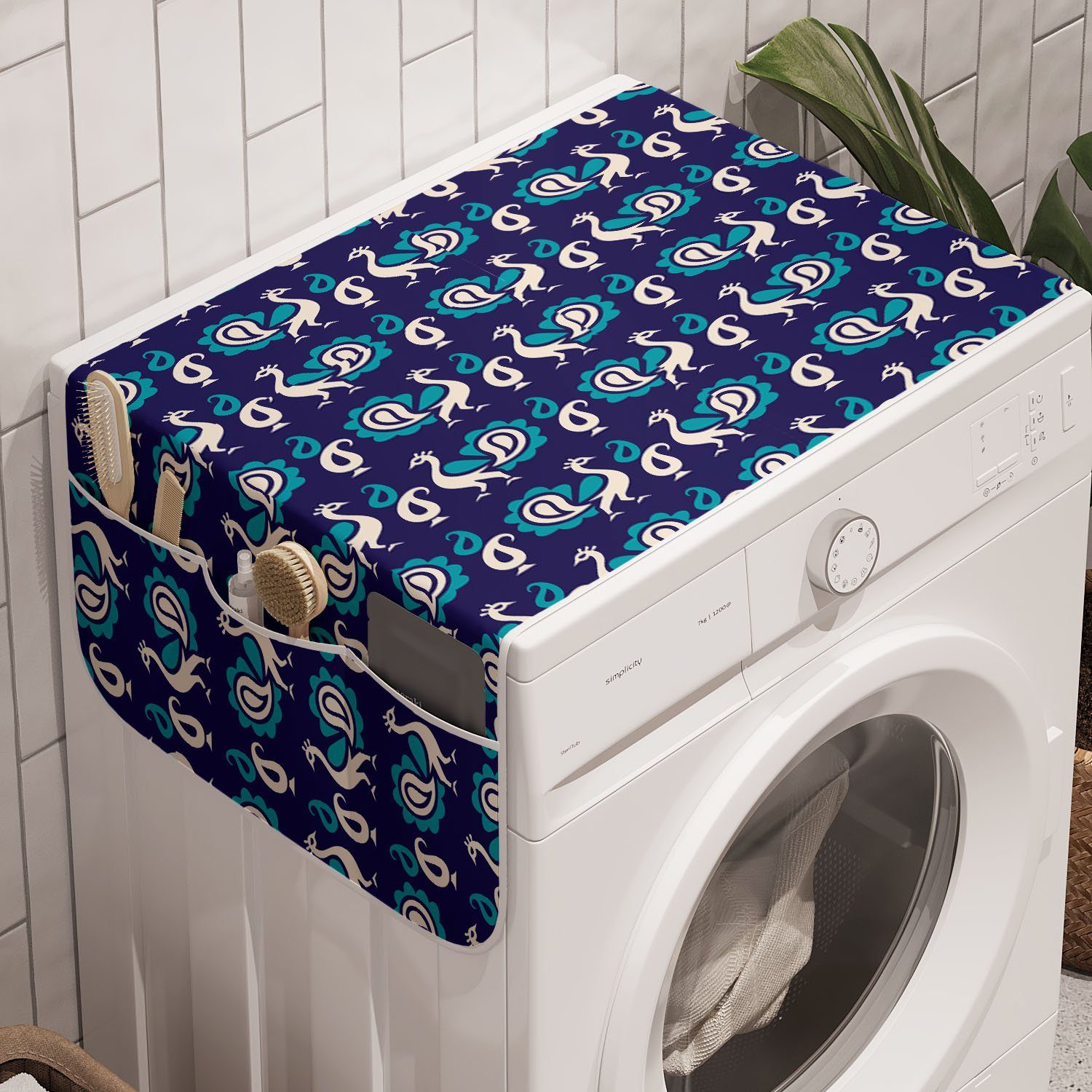 Pfau Vogel-Muster Trockner, Anti-Rutsch-Stoffabdeckung Badorganizer Verziert Waschmaschine und für Abakuhaus