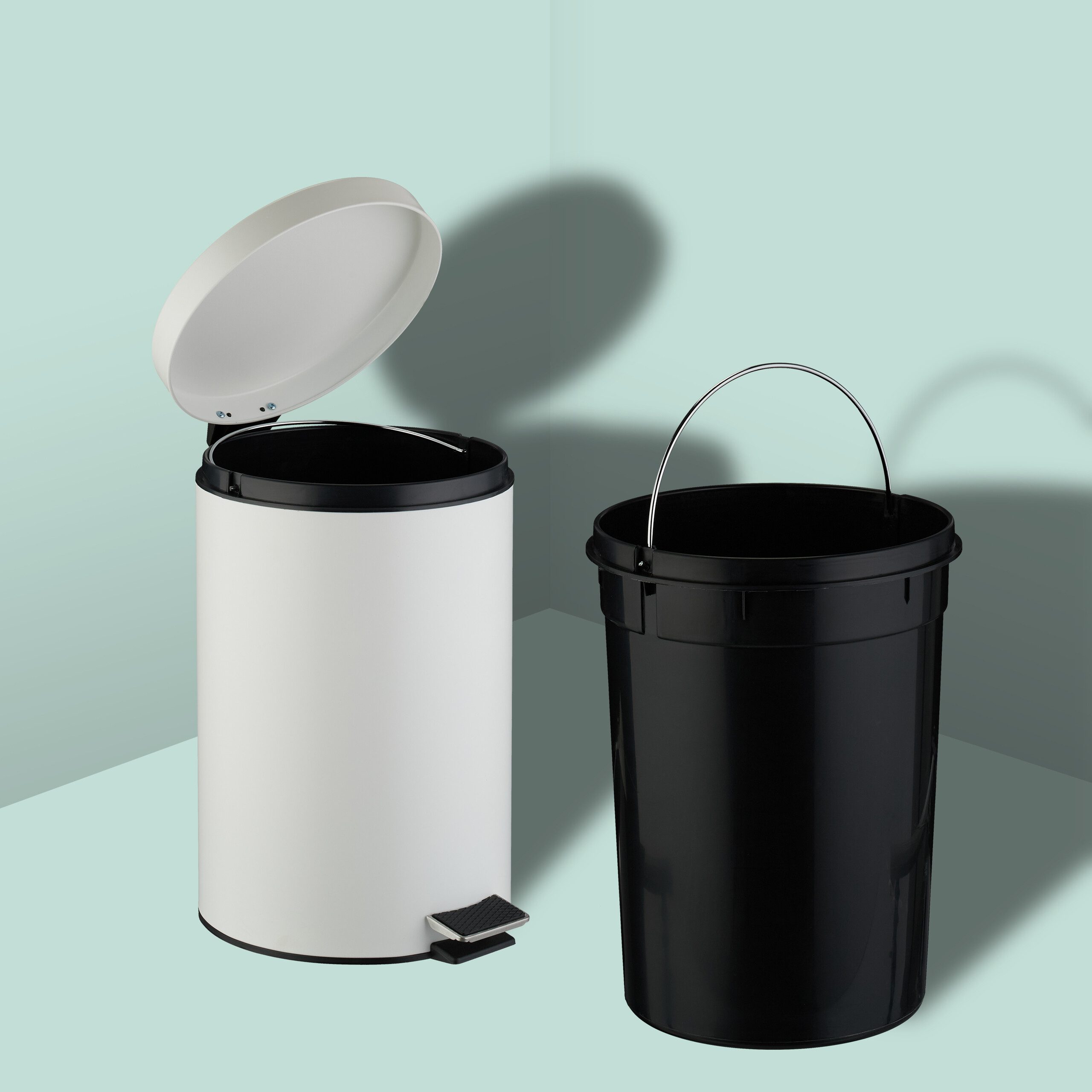 relaxdays Mülleimer Runder Mülleimer Küche 20 Liter, weiß – Bild 5 von 5