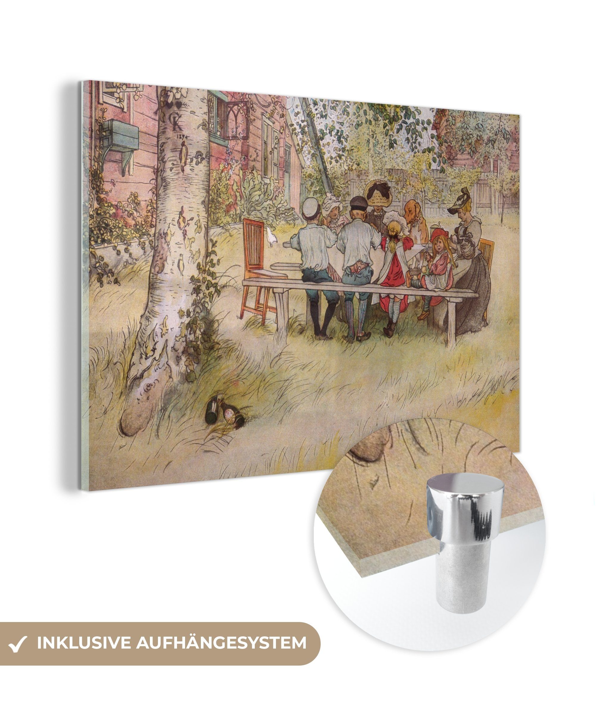 MuchoWow Acrylglasbild Frühstück unter der großen Birke - Carl Larsson, (1 St), Acrylglasbilder Wohnzimmer & Schlafzimmer