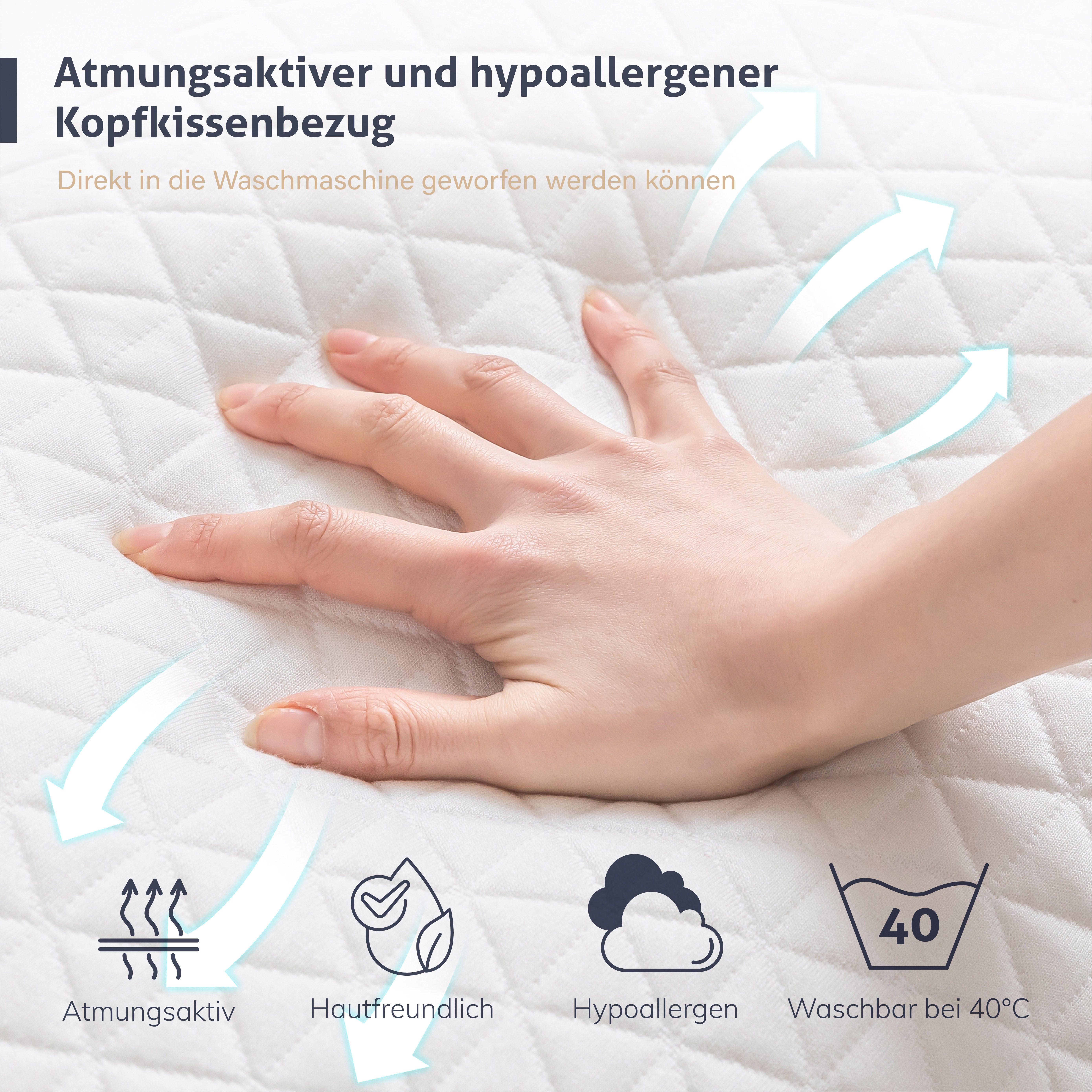 emerspring Nackenstützkissen Memory Foam Ergonomisch druckentlastend HWS Kissen 75x35 cm, Füllung: 100 % Memory Foam, Seitenschläfer, Bauchschläfer, Rückenschläfer, 1-tlg., Unterstützung für Rücken-, Seiten- und Bauchschläfer,abnehmbarer Bezug
