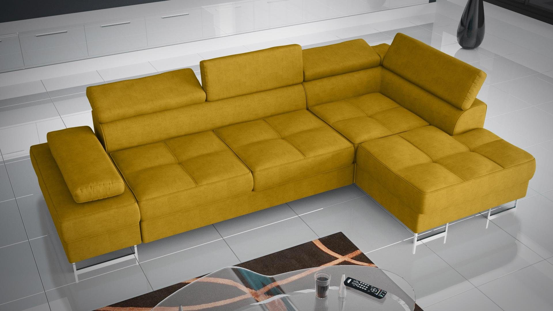 JVmoebel Ecksofa Sofas L Form Sofa Couch Polster Wohnlandschaft Design Ecksofa, Made in Europe Gelb
