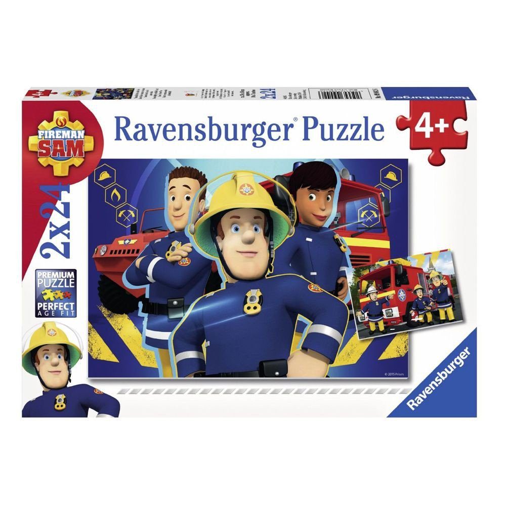 Feuerwehrmann Sam Puzzle Puzzle Box 2 x 24 Teile Feuerwehrmann Sam  Ravensburger Legespiel, 24 Puzzleteile
