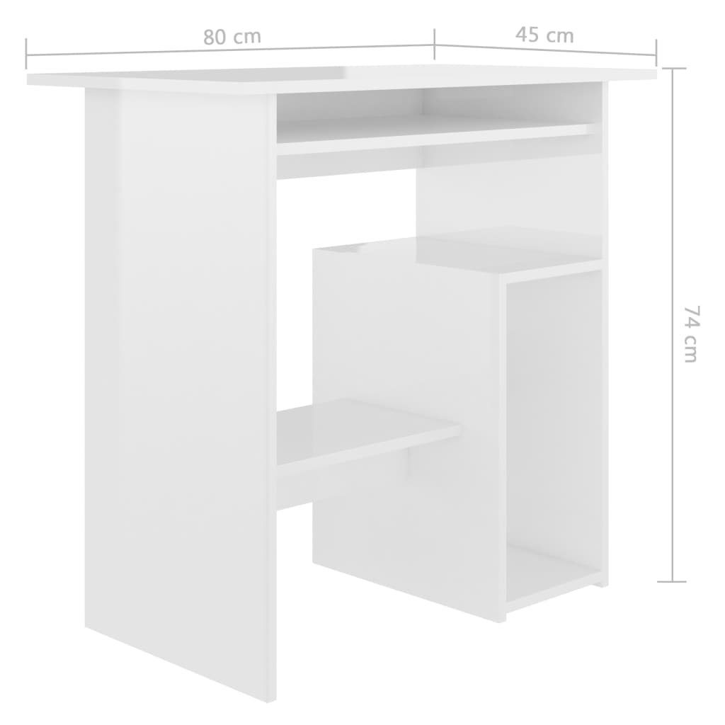 | Holzwerkstoff Schreibtisch 80x45x74 Hochglanz-Weiß Hochglanz-Weiß Hochglanz-Weiß vidaXL cm Schreibtisch