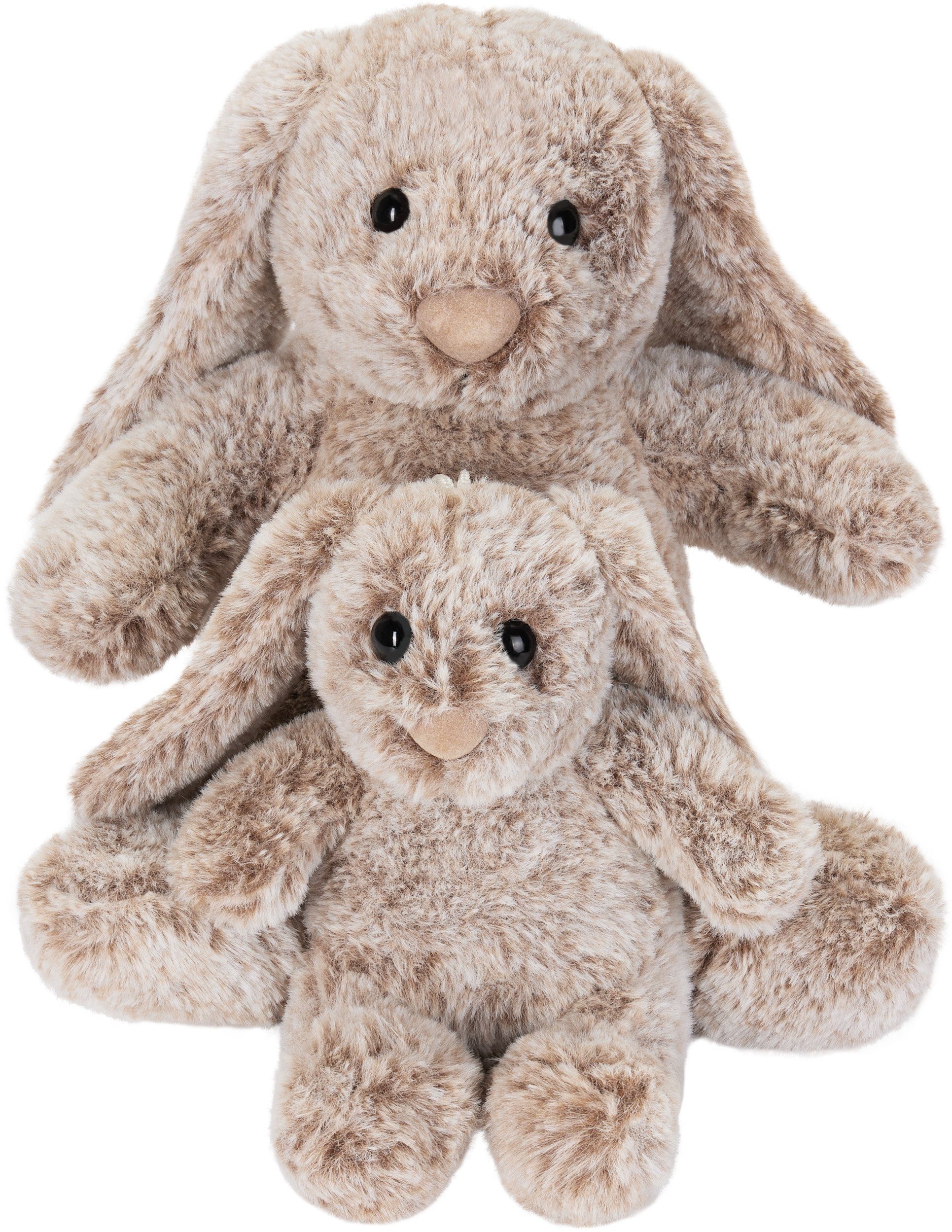 BRUBAKER Kuscheltier Hase + Babyhase mit Schlappohren Stofftier (Set, 2-St., Mama Hase + Baby), Schlappohrhasen Plüschtier für Kinder - Kuschelhase - Kuscheltier