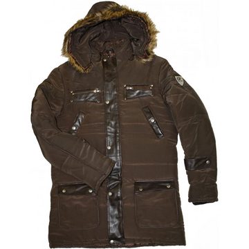 German Wear Lederjacke Trend 527J puffy Herren Lederjacke winterjacke mit aufgenähten Lederstreifen webpelz