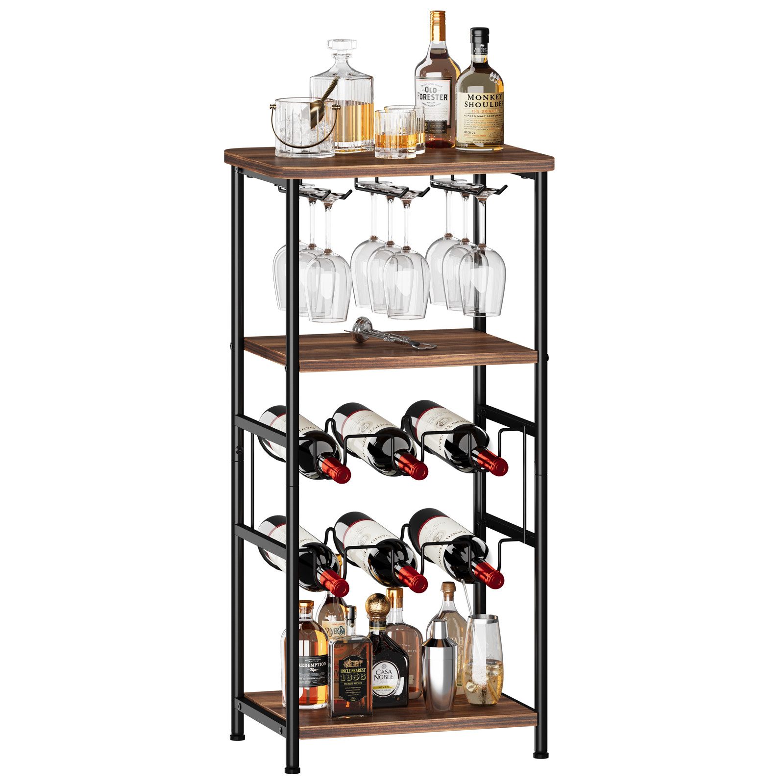 YOLEO Weinregal 5 Etagen Freistehendes Weinregal mit Glashalter und Tischpl günstig online kaufen