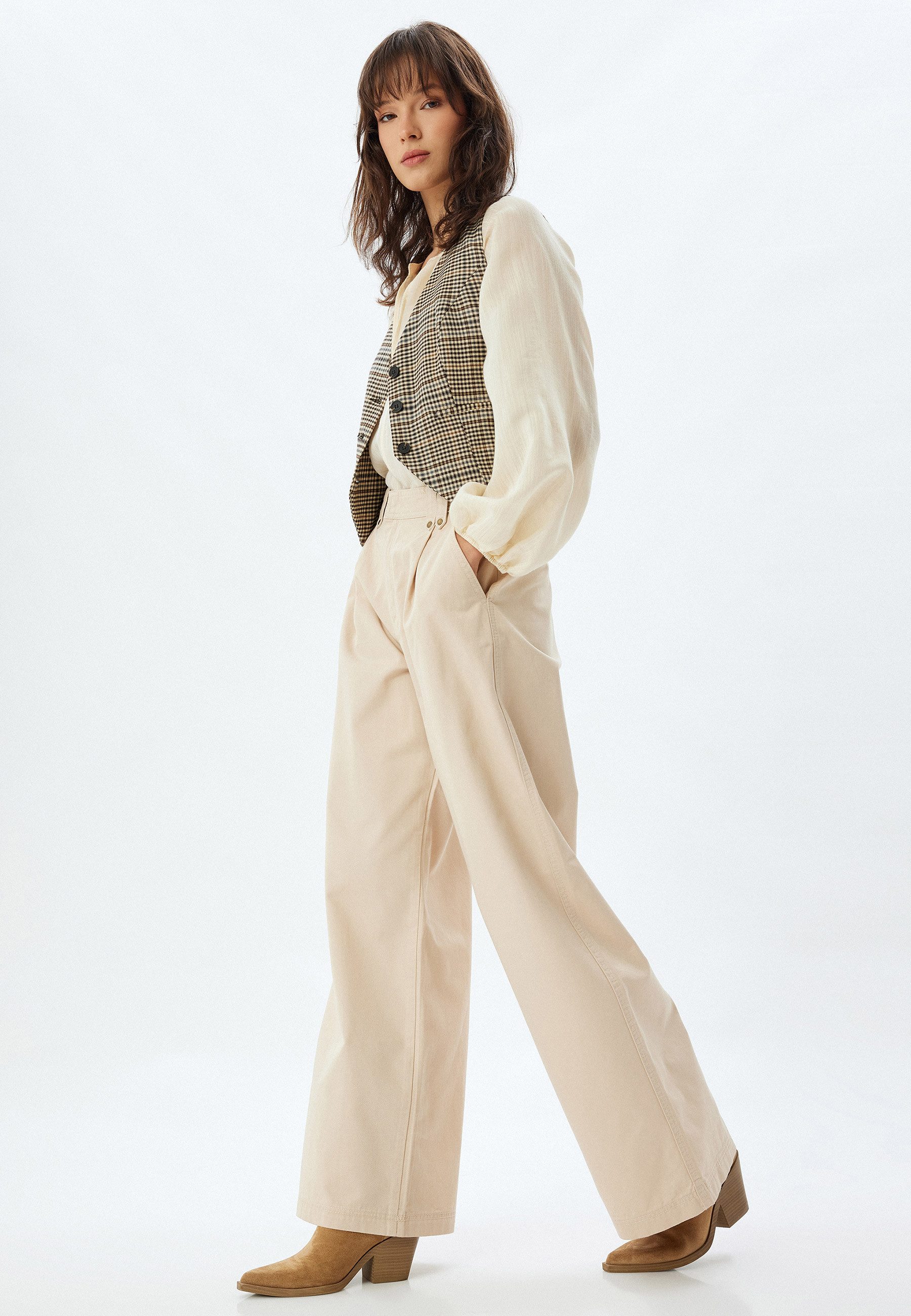 Palazzohose Normale Leibhöhe Wide Leg