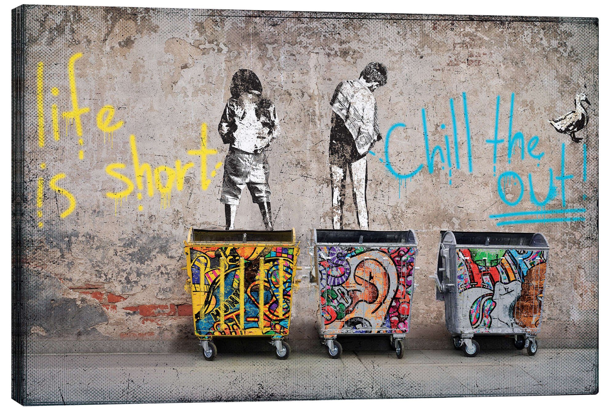 Posterlounge Wandbild Banksy - Life is short, chill the duck out!, Pineapple Licensing, erhältlich als Poster, Leinwandbild, Wandsticker oder Acrylglasbild