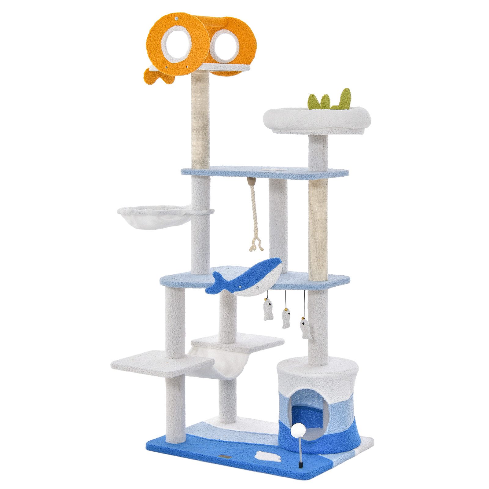 COSTWAY Kratzbaum, xxl 168cm mit Ball & Hängematte