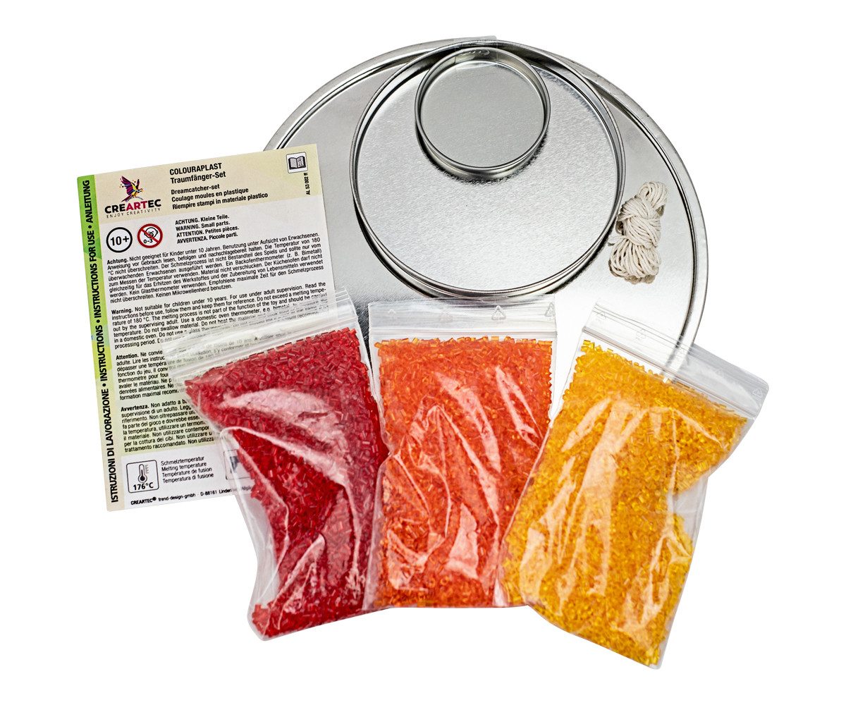 CREARTEC Kreativset 5300208, Colouraplast Schmelzgranulat "Sunrise Traumfängerset", zum Basteln eines eigenen Traumfängers - Made in Germany