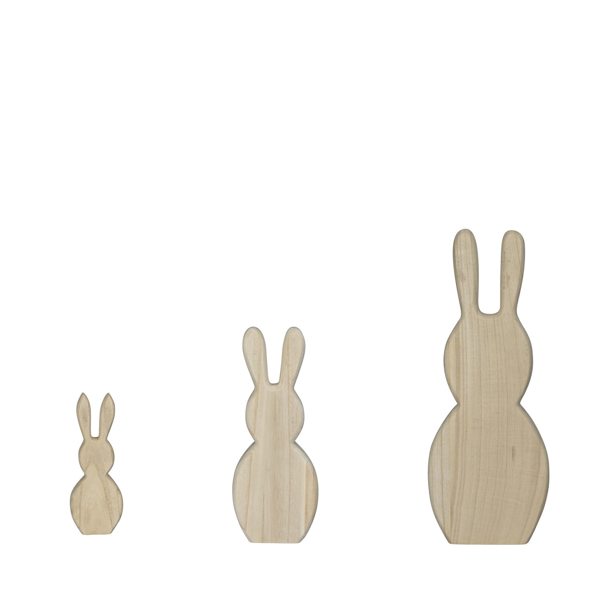finehomegarden Osterhase Holz-Hase natur H30cm/50cm/70cm aus Paulowniaholz Dekofigur (2 St), Natürliche Skulptur schlichtem Design Ostern 3 Größen wählbar